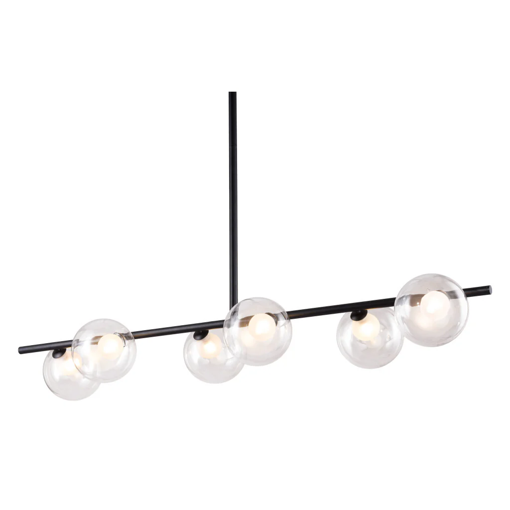 Black Kitchen Island Six Light Metal Ceiling Light By Homeroots - Image 5