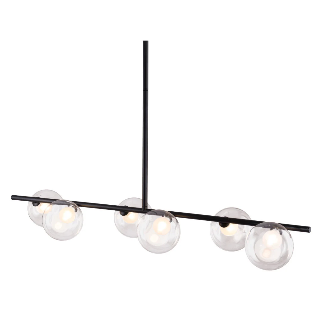 Black Kitchen Island Six Light Metal Ceiling Light By Homeroots - Image 6