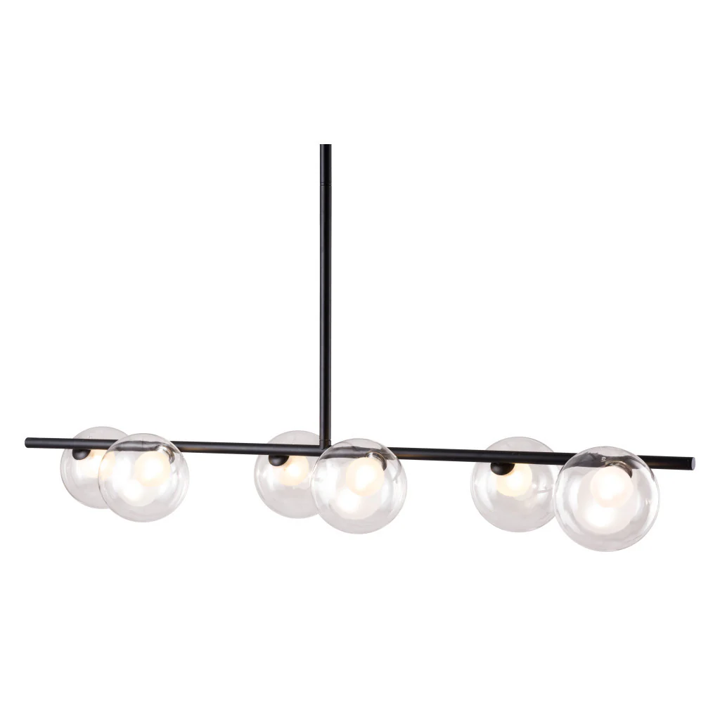 Black Kitchen Island Six Light Metal Ceiling Light By Homeroots - Image 7