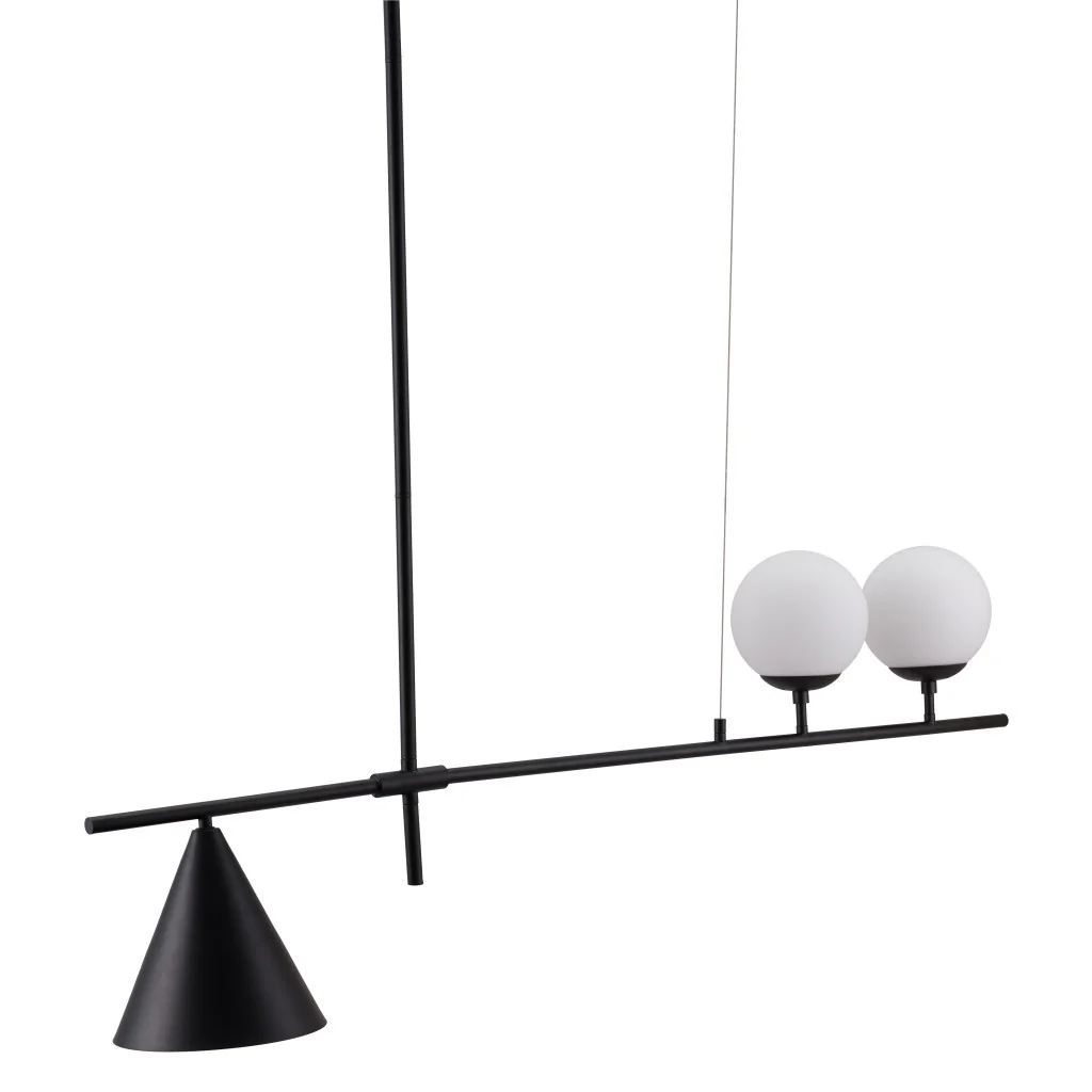 Black Kitchen Island Three Light Metal Chandelier With Black and White Shades By Homeroots - Image 3