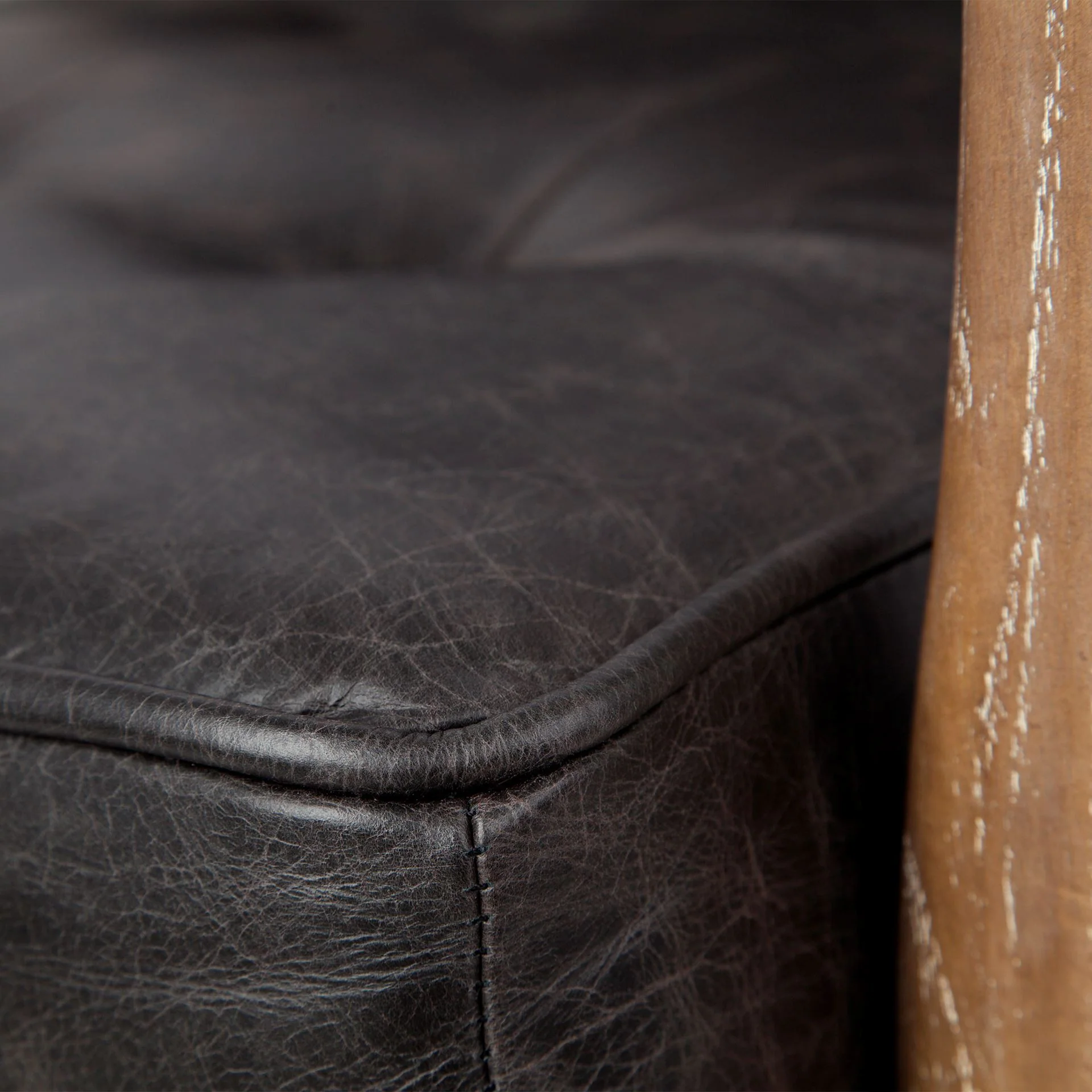 Black Leather Accent Chair with Wrapped Ash Wood Frame By Homeroots - Image 6