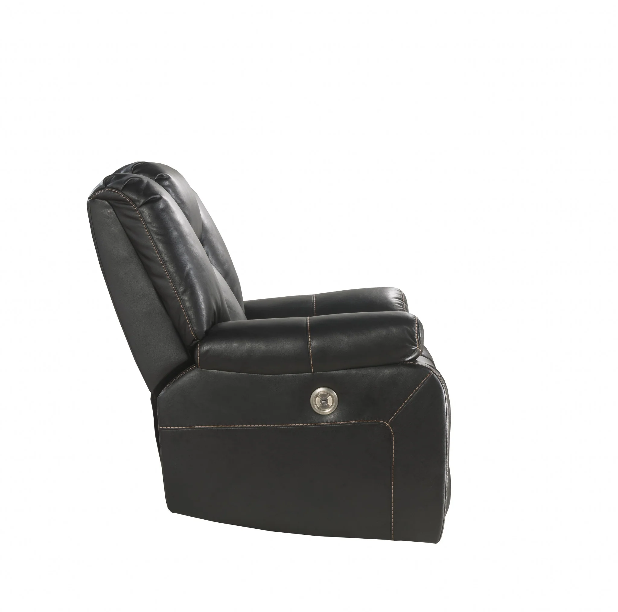 Black Leather-Aire Upholstery Recliner (Power Motion) By Homeroots - Image 3