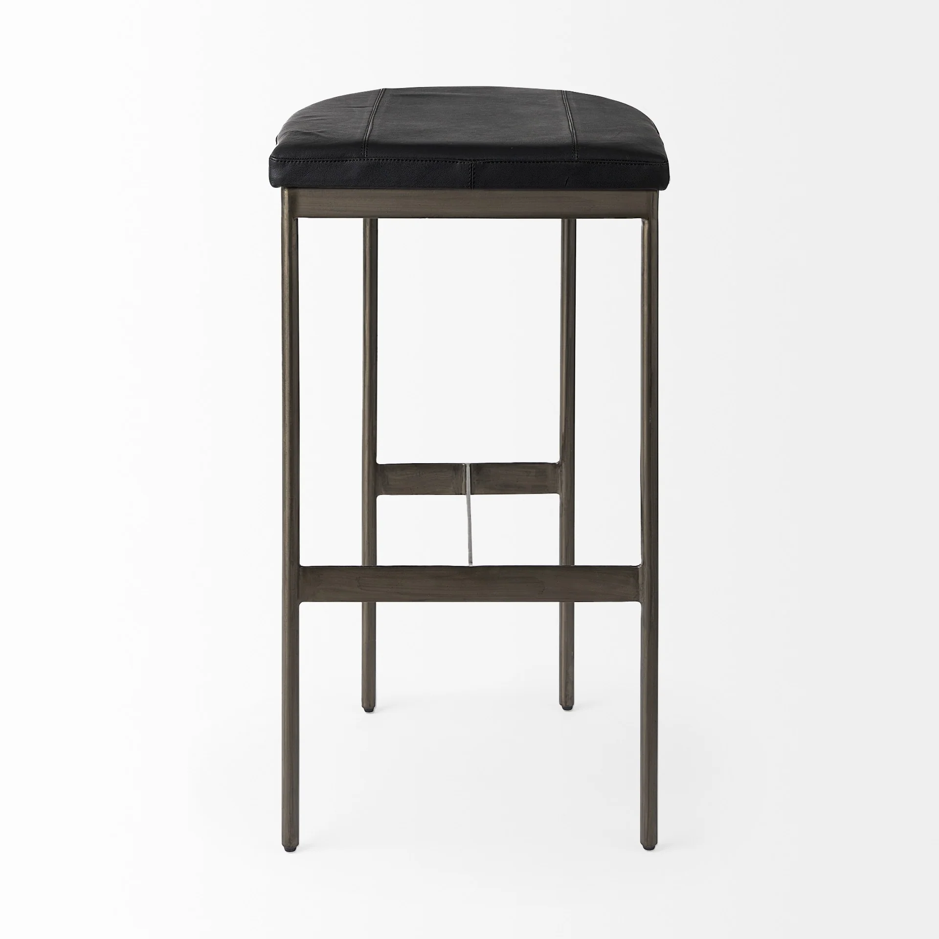 Black Leather Bar Stool With Gold Metal Frame By Homeroots - Image 2