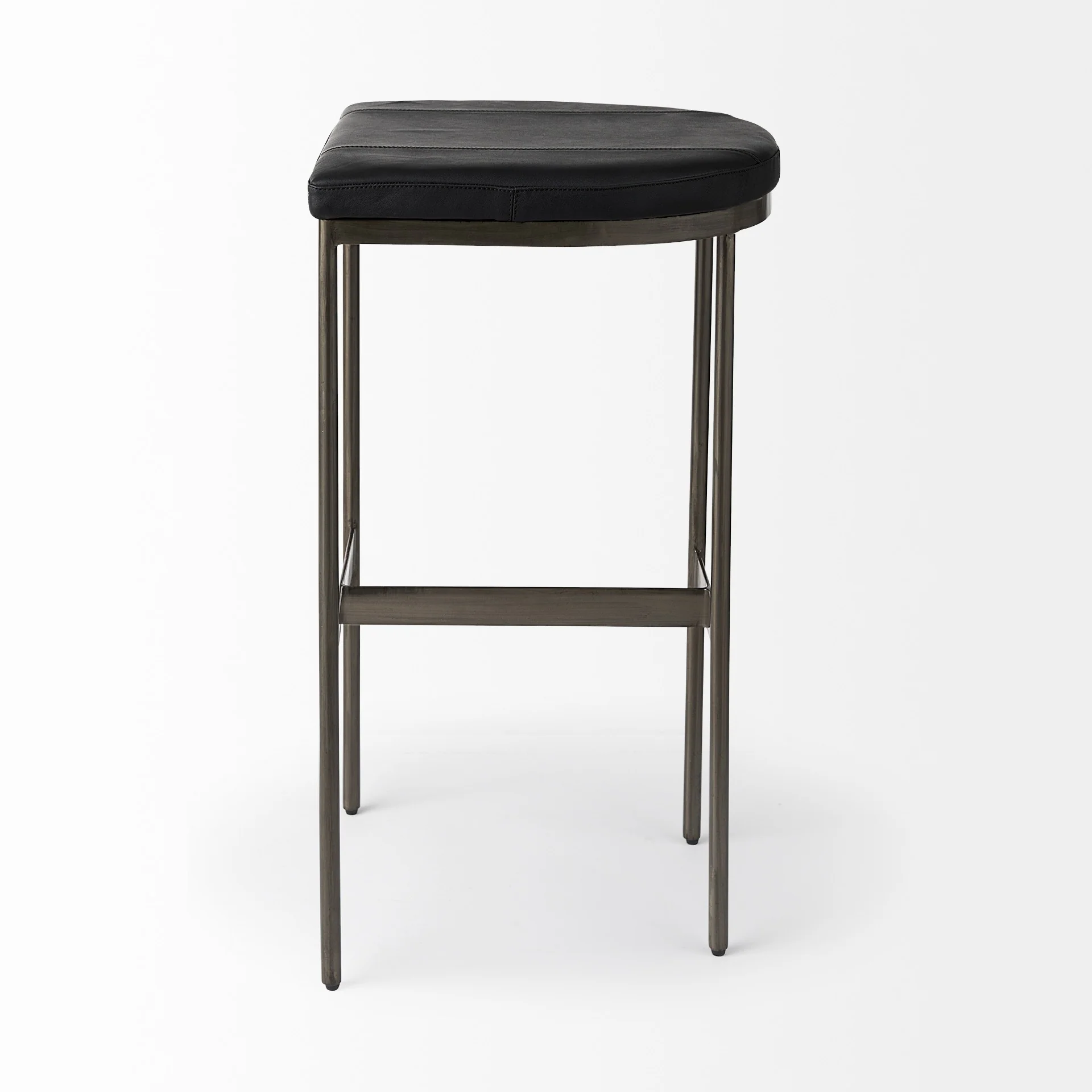Black Leather Bar Stool With Gold Metal Frame By Homeroots - Image 3