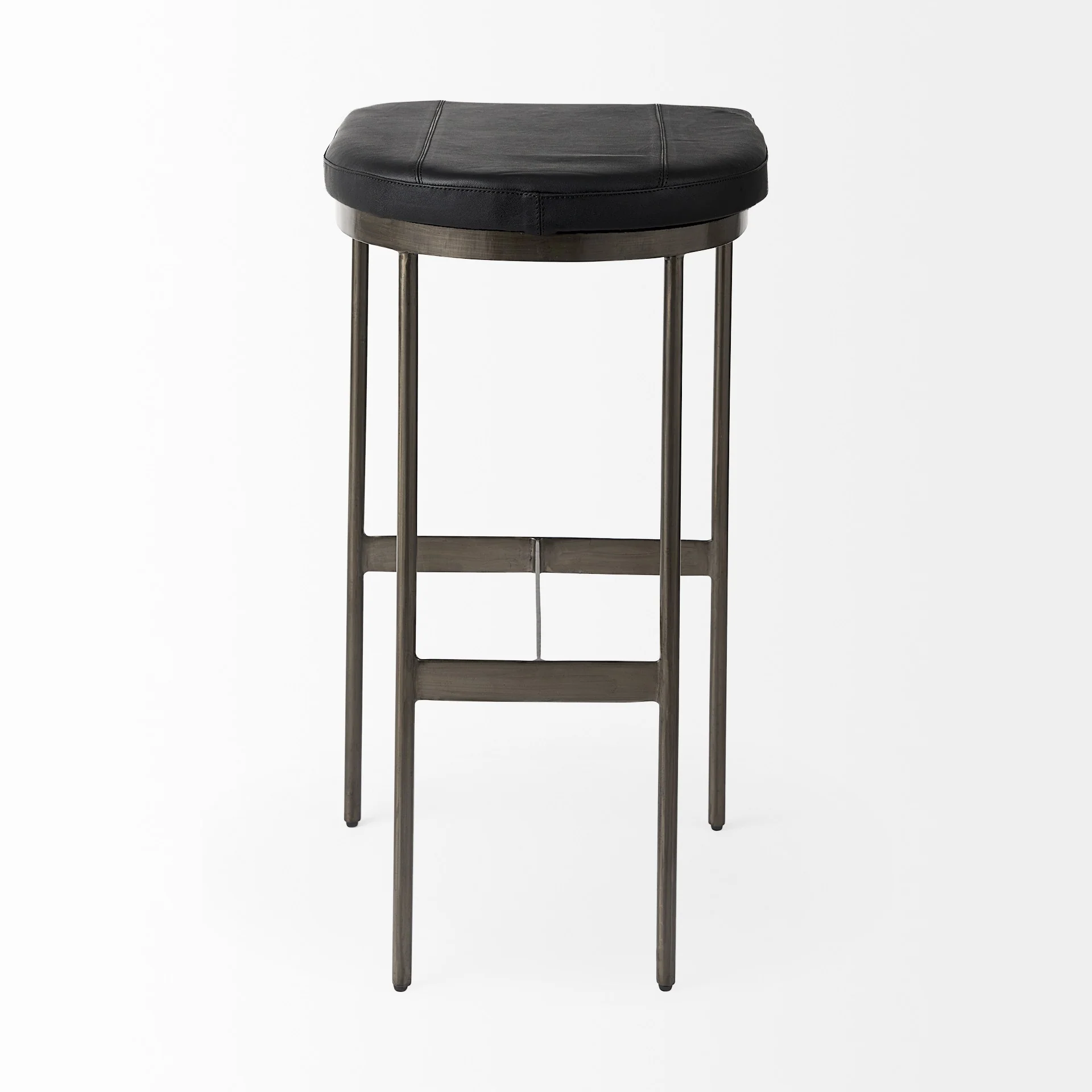 Black Leather Bar Stool With Gold Metal Frame By Homeroots - Image 4