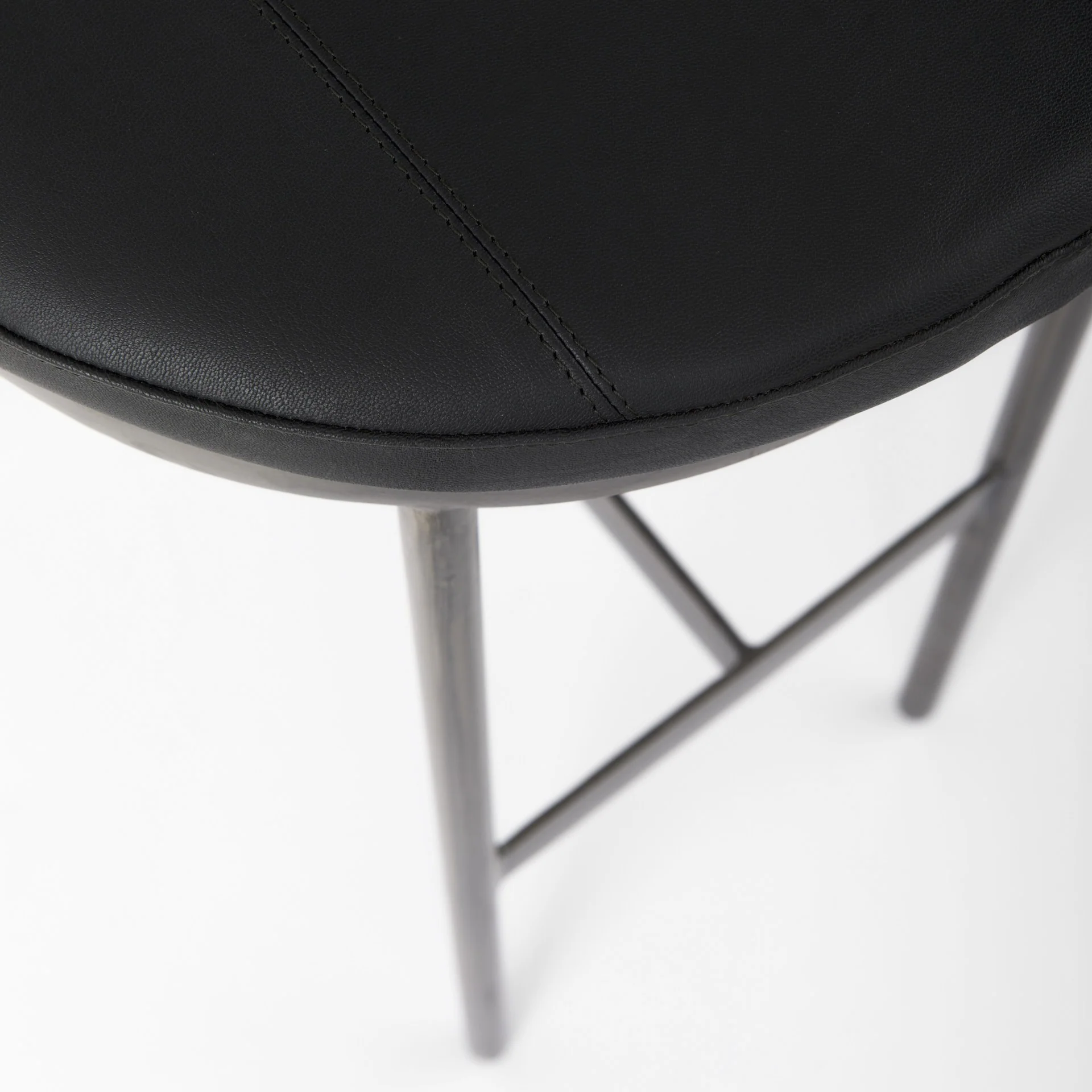 Black Leather Bar Stool With Gold Metal Frame By Homeroots - Image 7