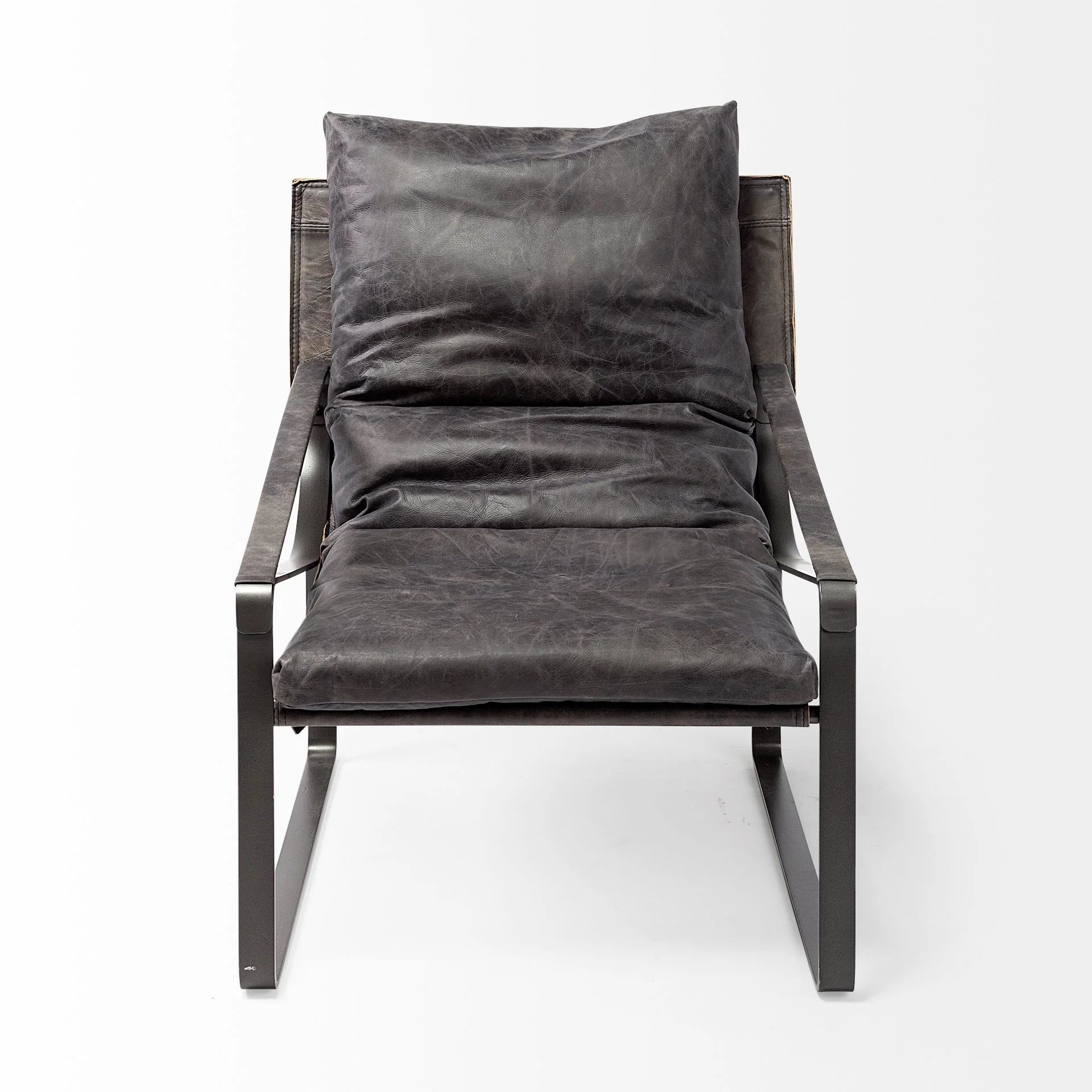 Black Leather Body Accent Chair with Metal Frame By Homeroots - Image 2