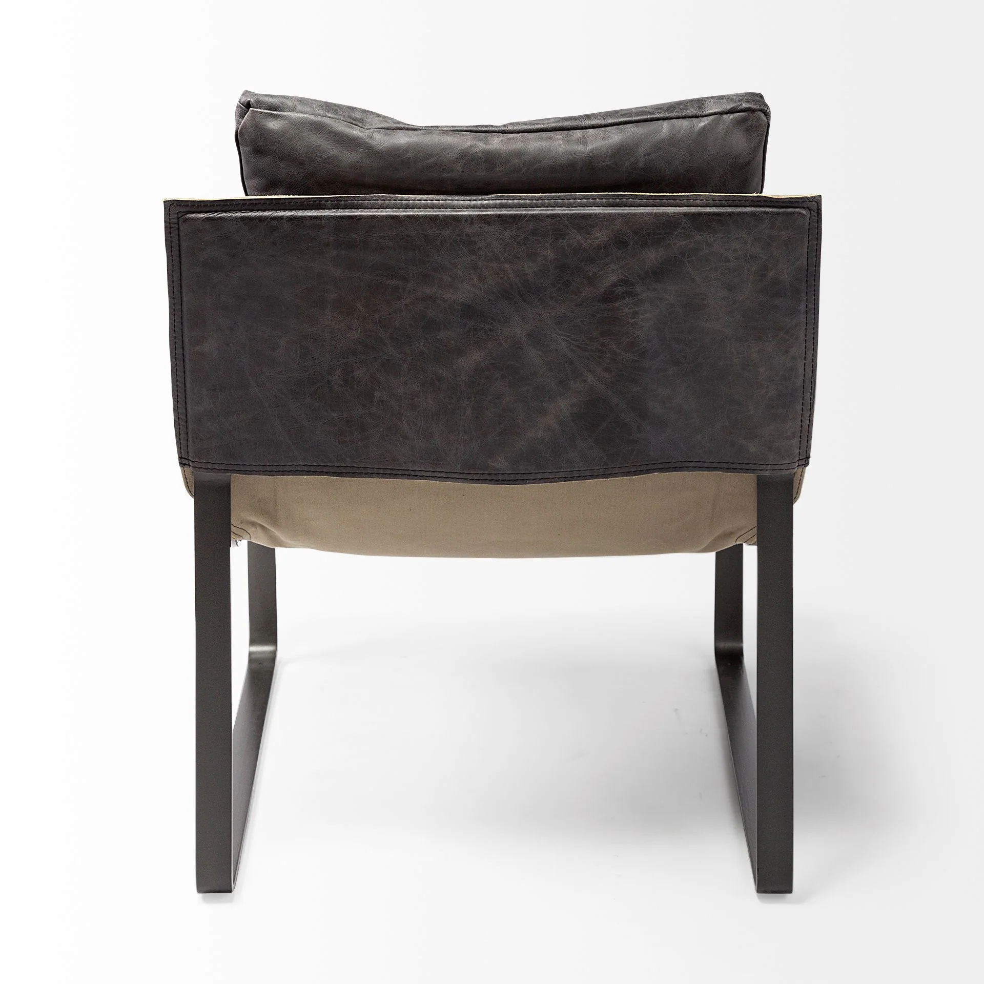 Black Leather Body Accent Chair with Metal Frame By Homeroots - Image 4