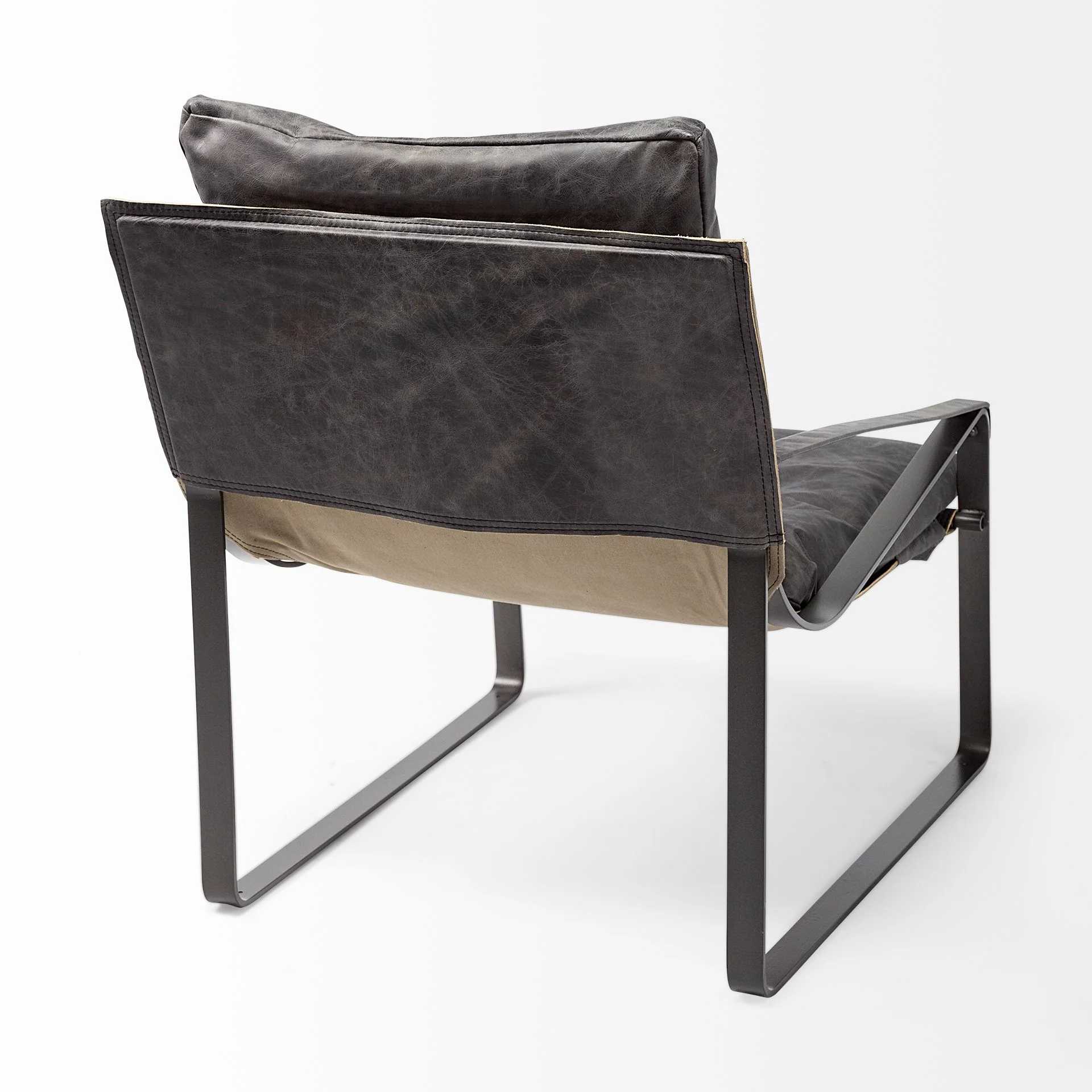Black Leather Body Accent Chair with Metal Frame By Homeroots - Image 5