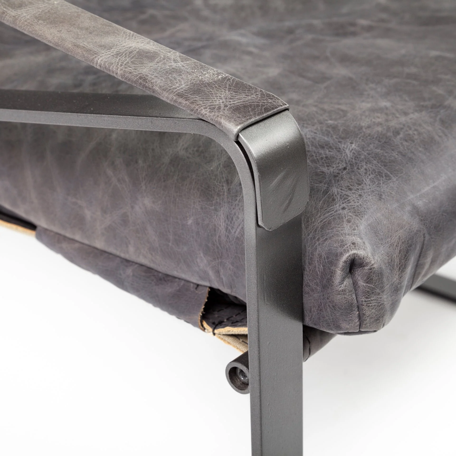 Black Leather Body Accent Chair with Metal Frame By Homeroots - Image 6