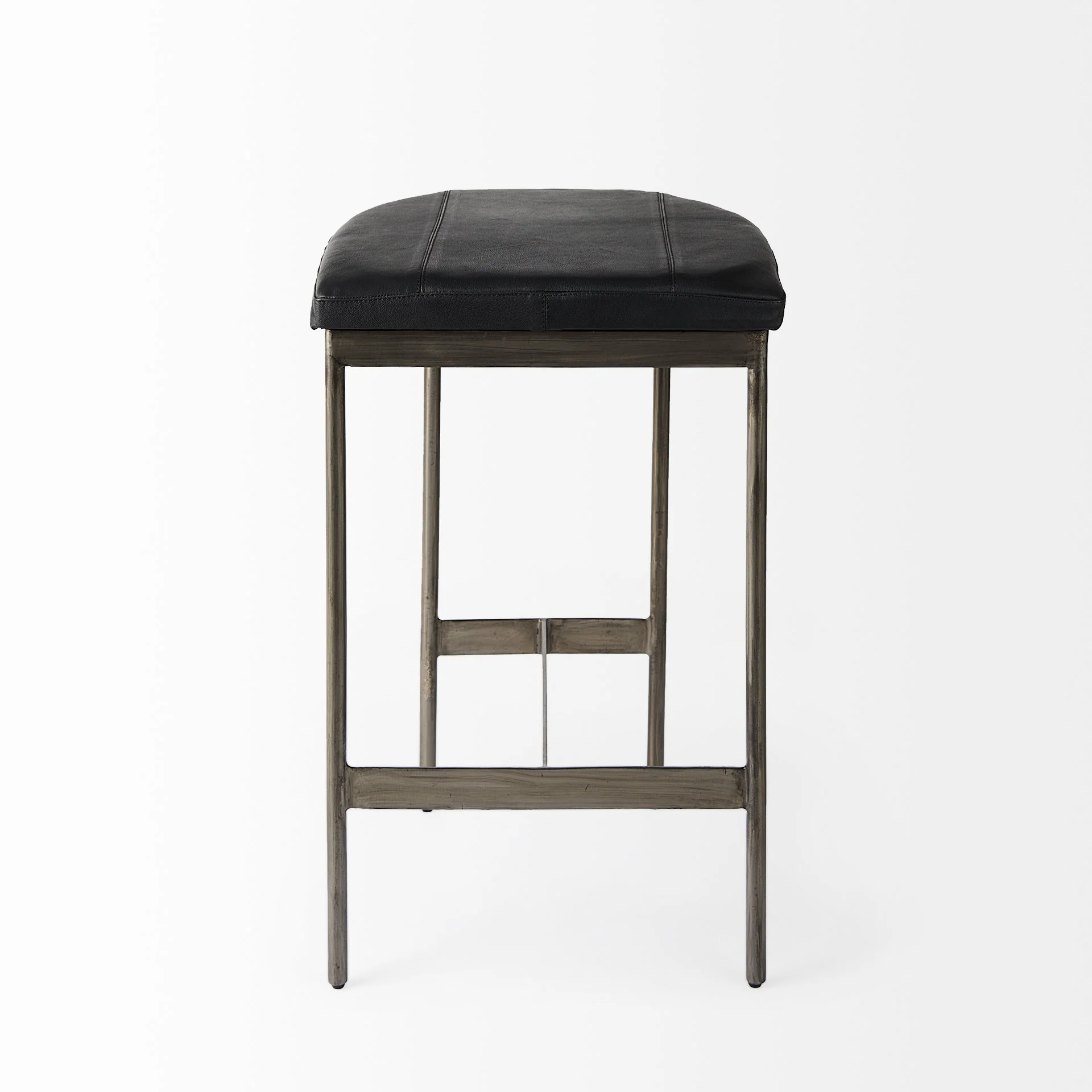 Black Leather Counter Stool With Gold Metal Frame By Homeroots - Image 2