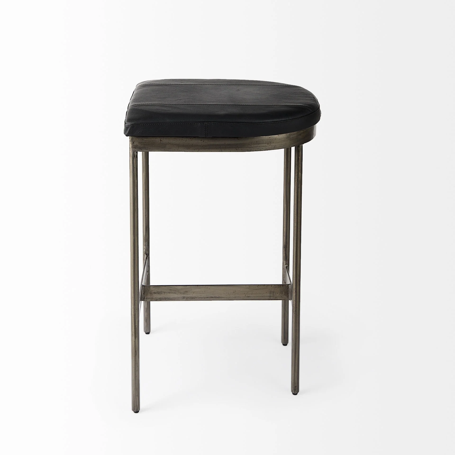 Black Leather Counter Stool With Gold Metal Frame By Homeroots - Image 3