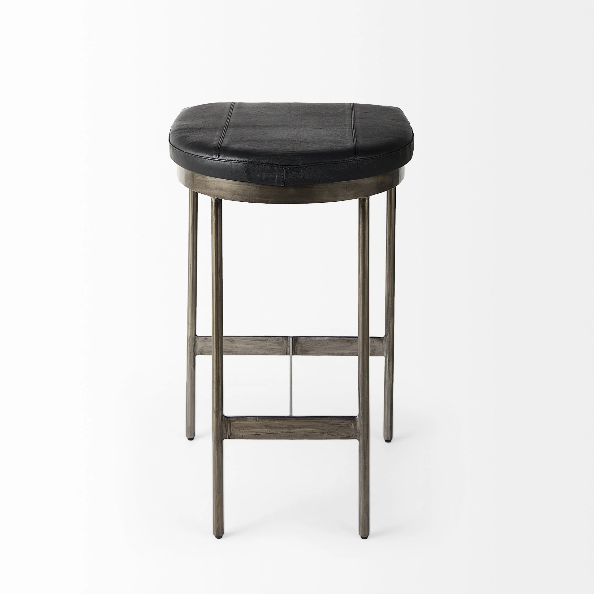 Black Leather Counter Stool With Gold Metal Frame By Homeroots - Image 4