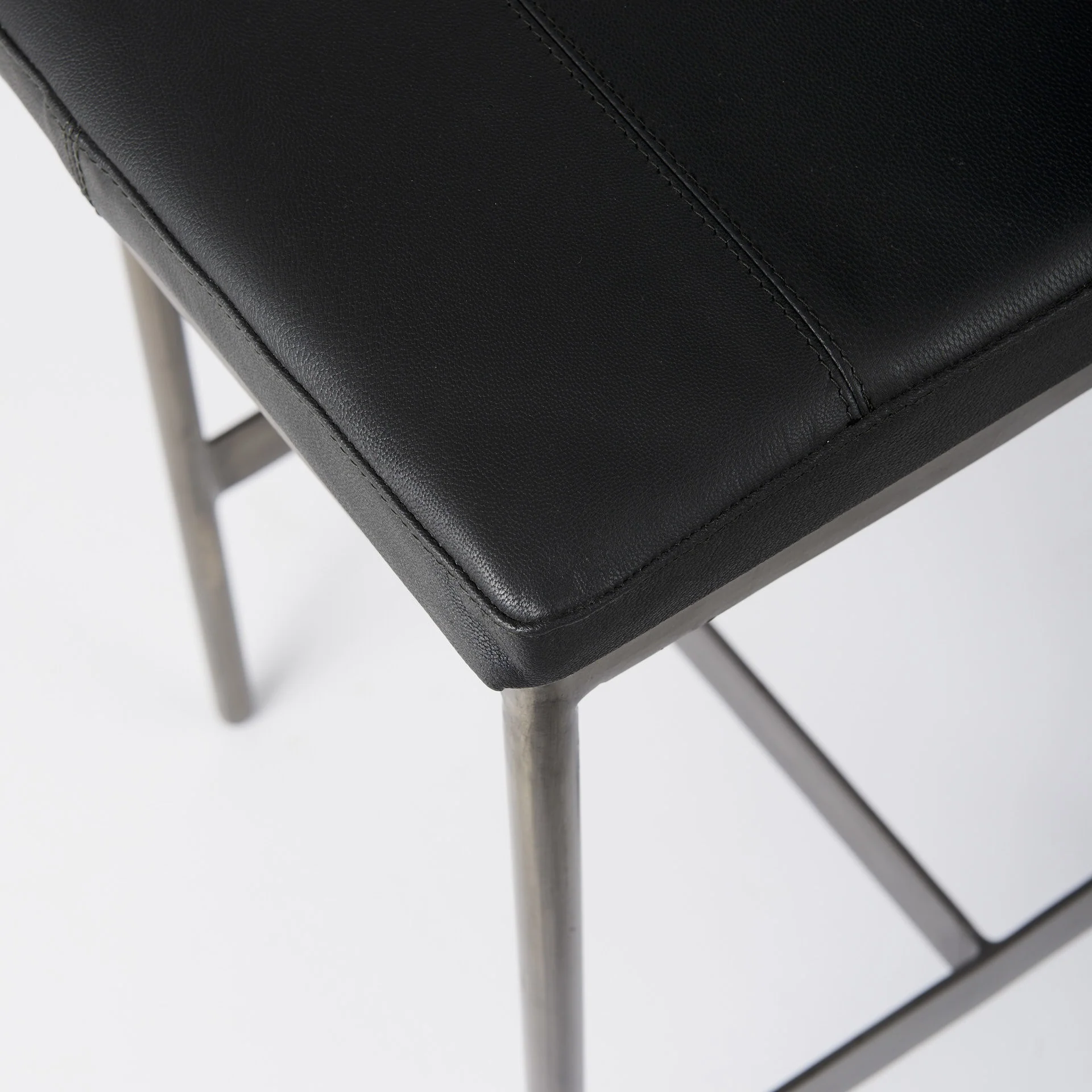 Black Leather Counter Stool With Gold Metal Frame By Homeroots - Image 6