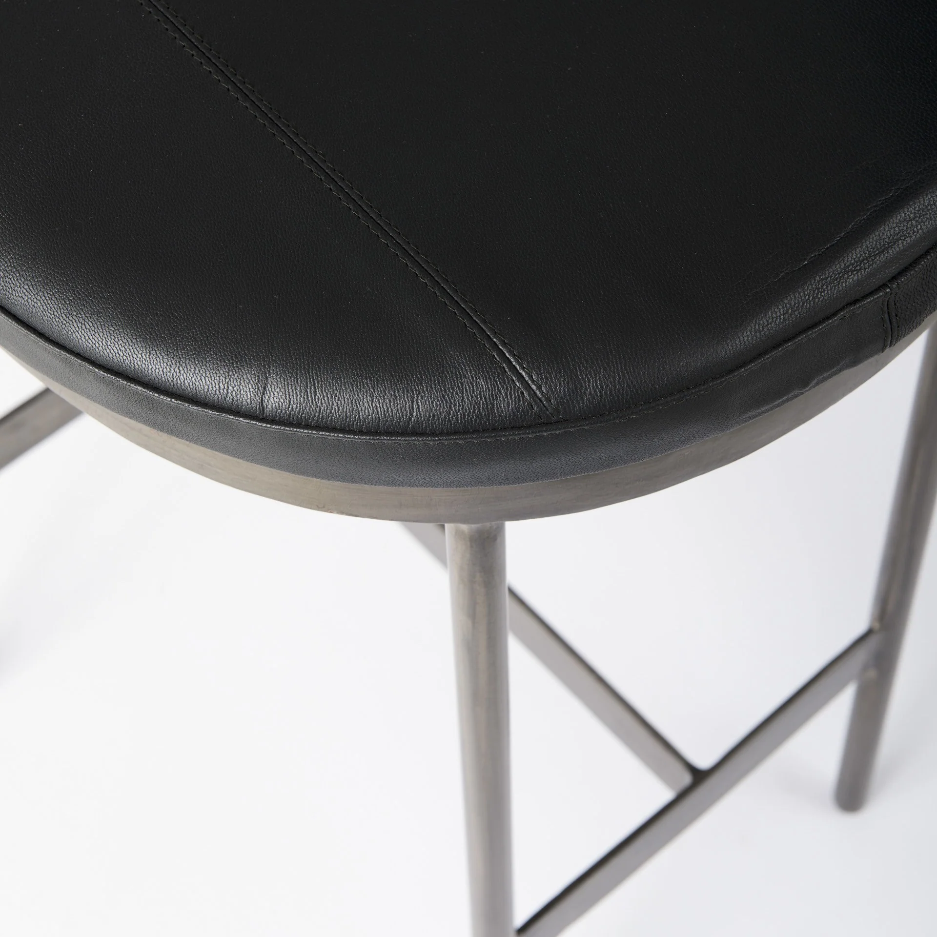 Black Leather Counter Stool With Gold Metal Frame By Homeroots - Image 7