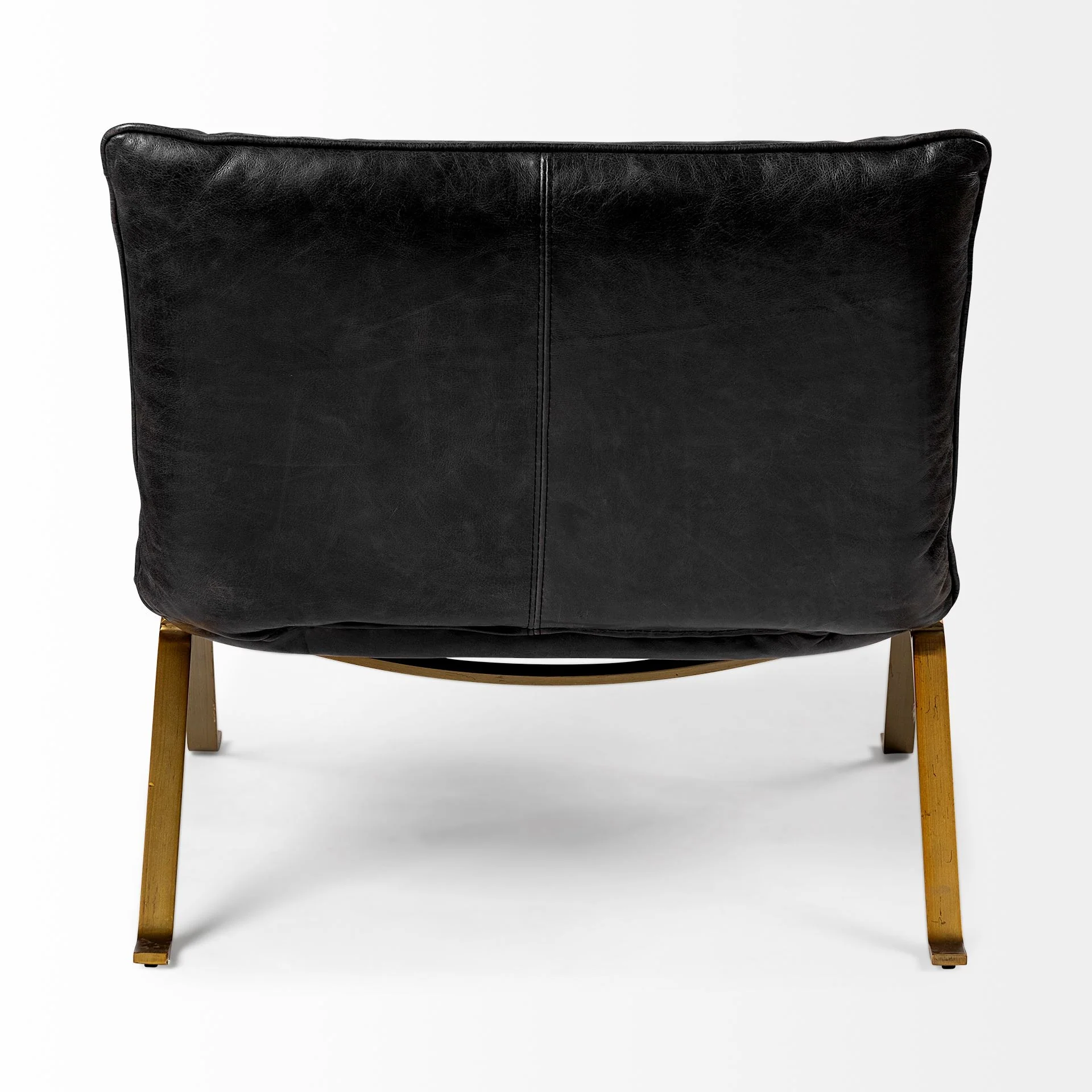 Black Leather Cushion Seat Accent Chair with Solid Iron Base By Homeroots - Image 4