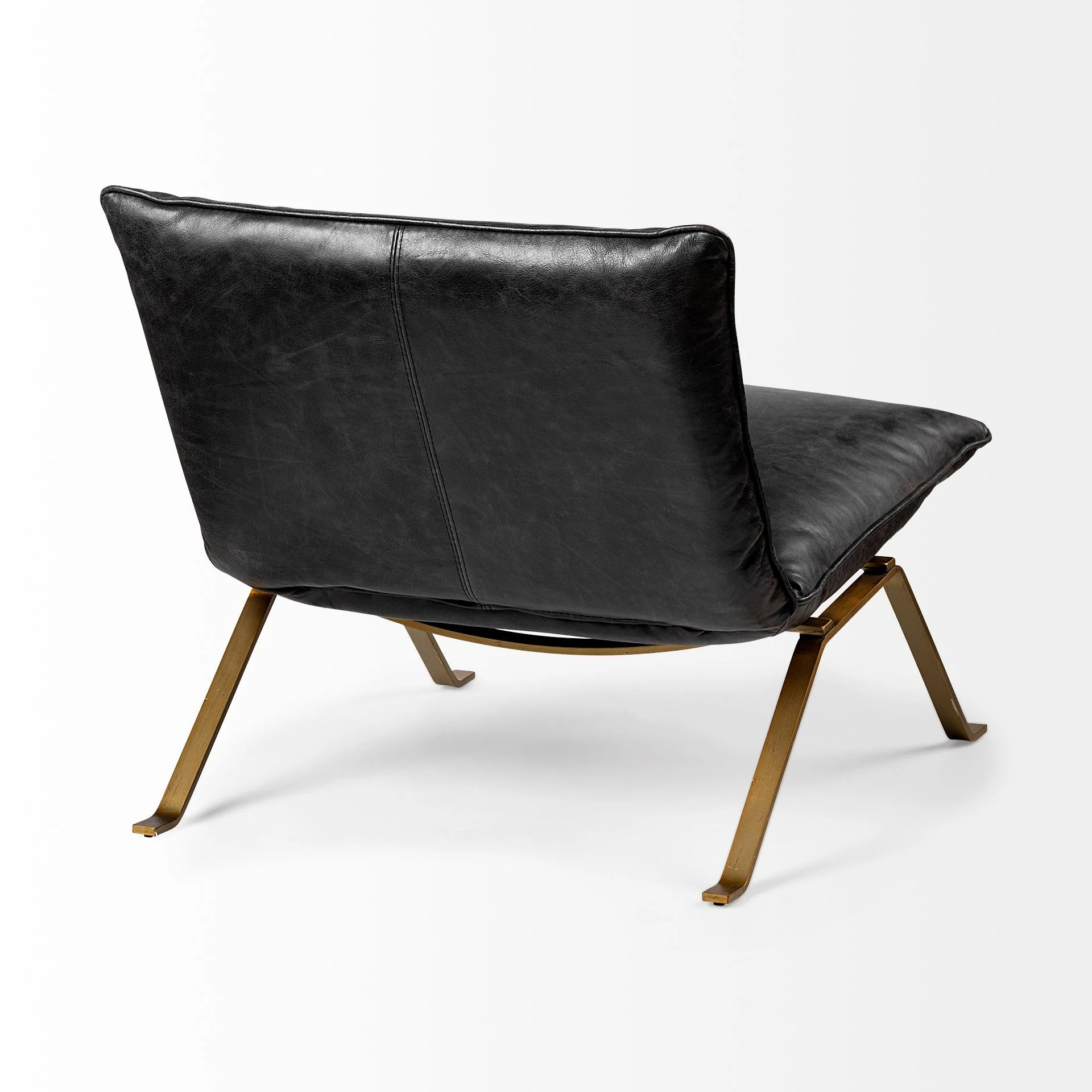 Black Leather Cushion Seat Accent Chair with Solid Iron Base By Homeroots - Image 5