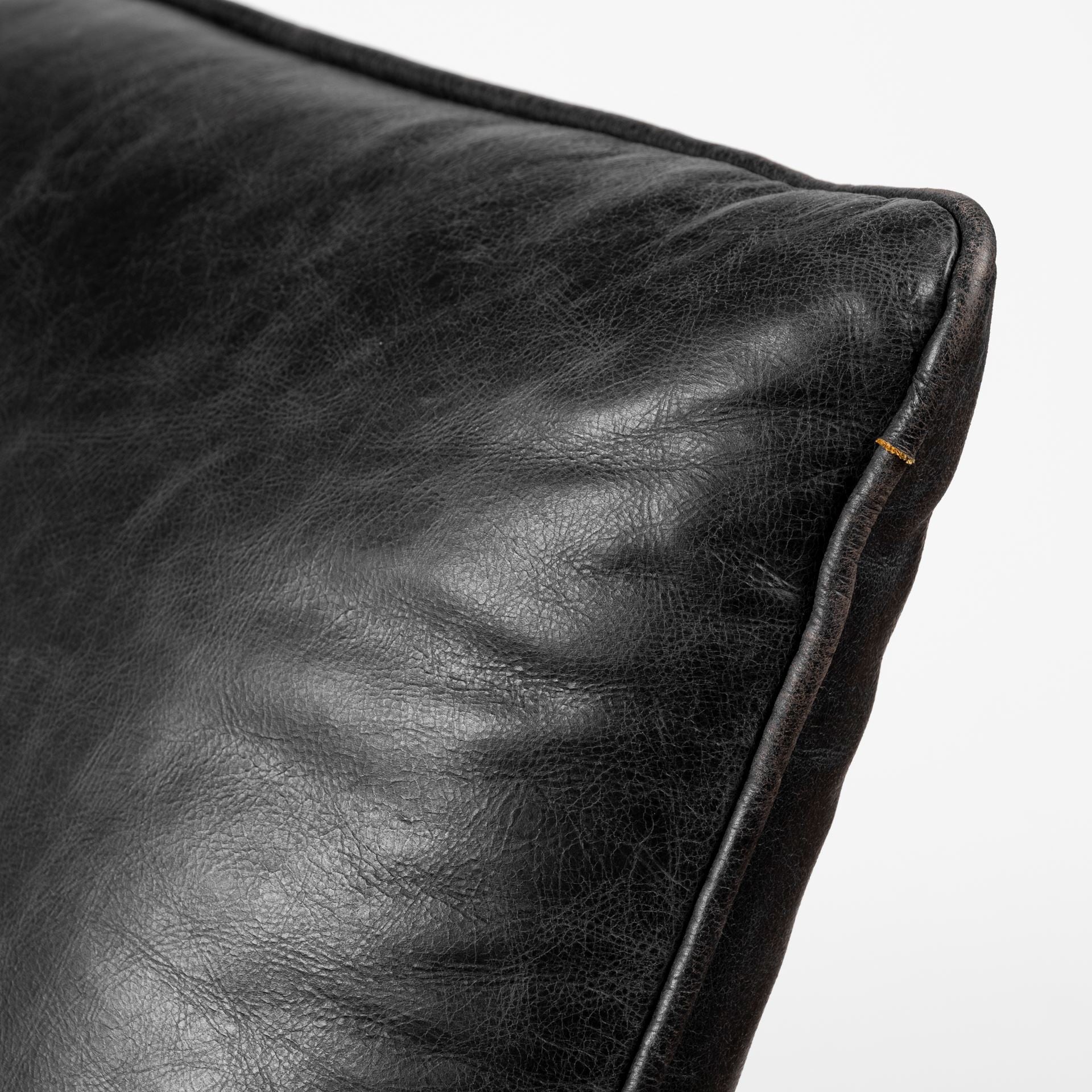 Black Leather Cushion Seat Accent Chair with Solid Iron Base By Homeroots - Image 6