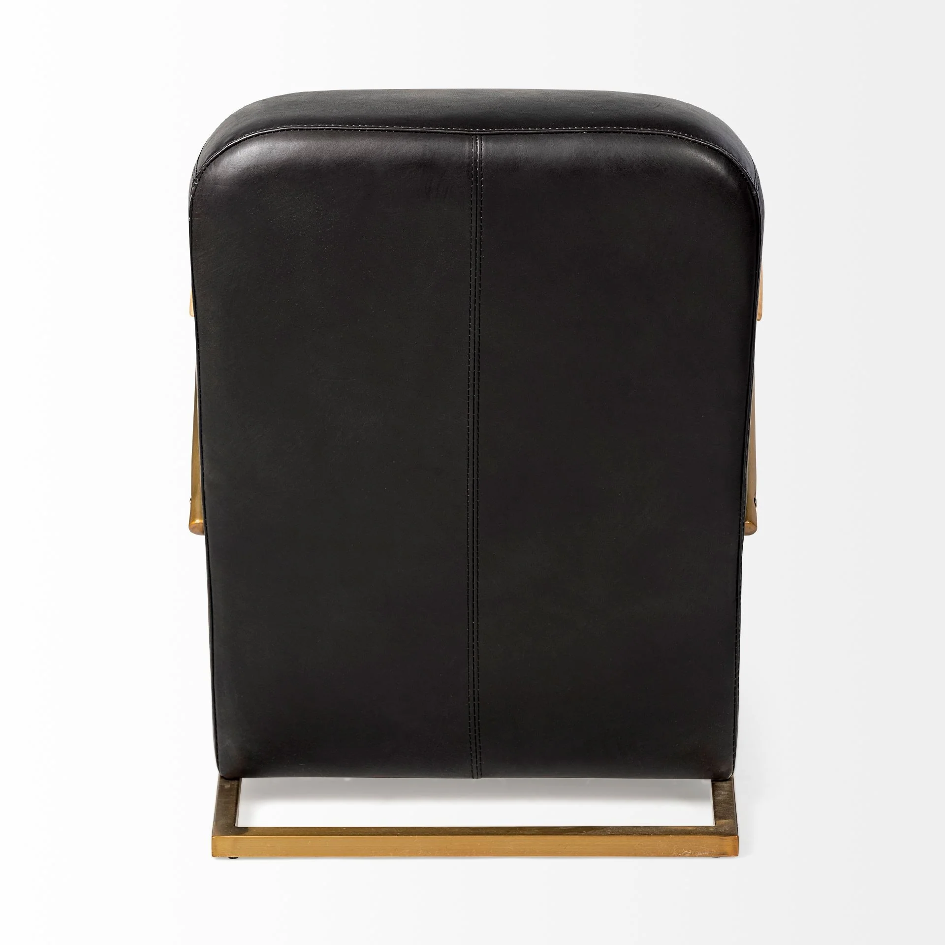 Black Leather Diamond Pattern Gold Club Chair By Homeroots - Image 4