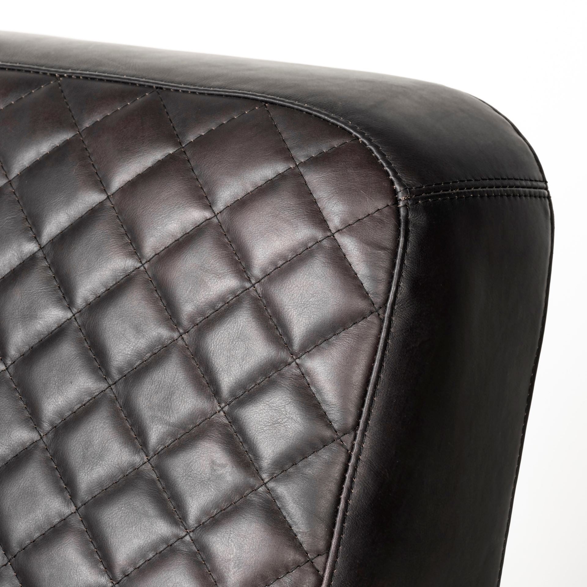 Black Leather Diamond Pattern Gold Club Chair By Homeroots - Image 6