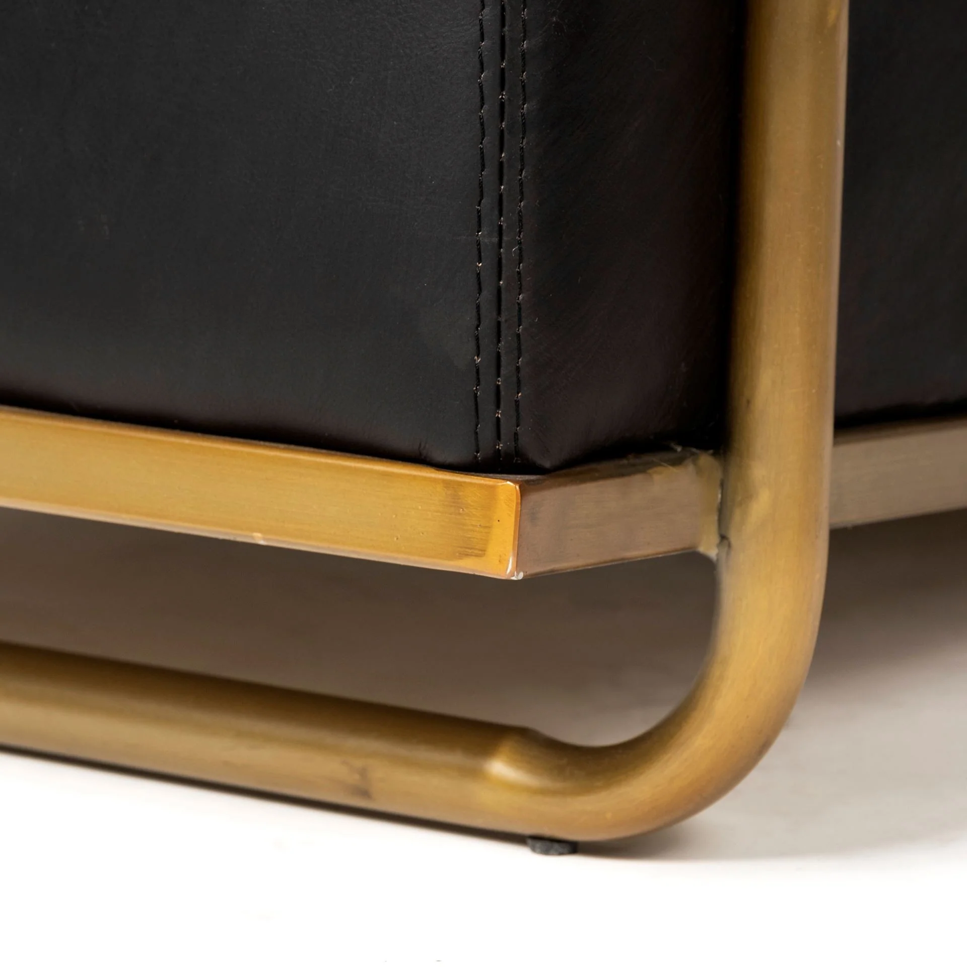 Black Leather Diamond Pattern Gold Club Chair By Homeroots - Image 8