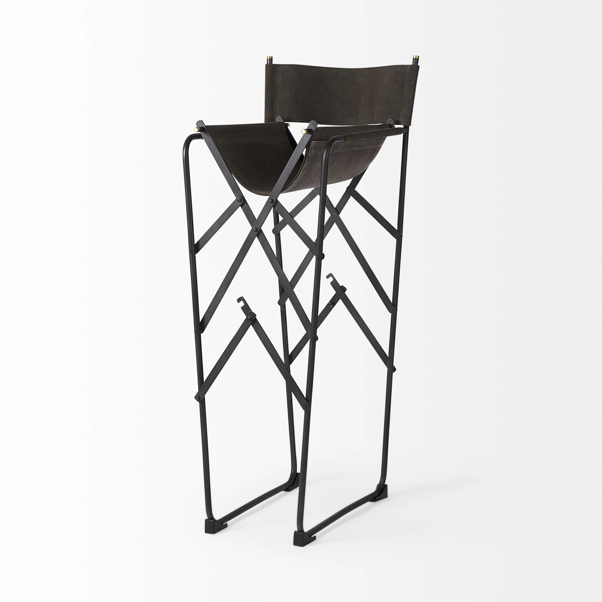 Black Leather Director'S Chair Bar Stool By Homeroots - Image 14