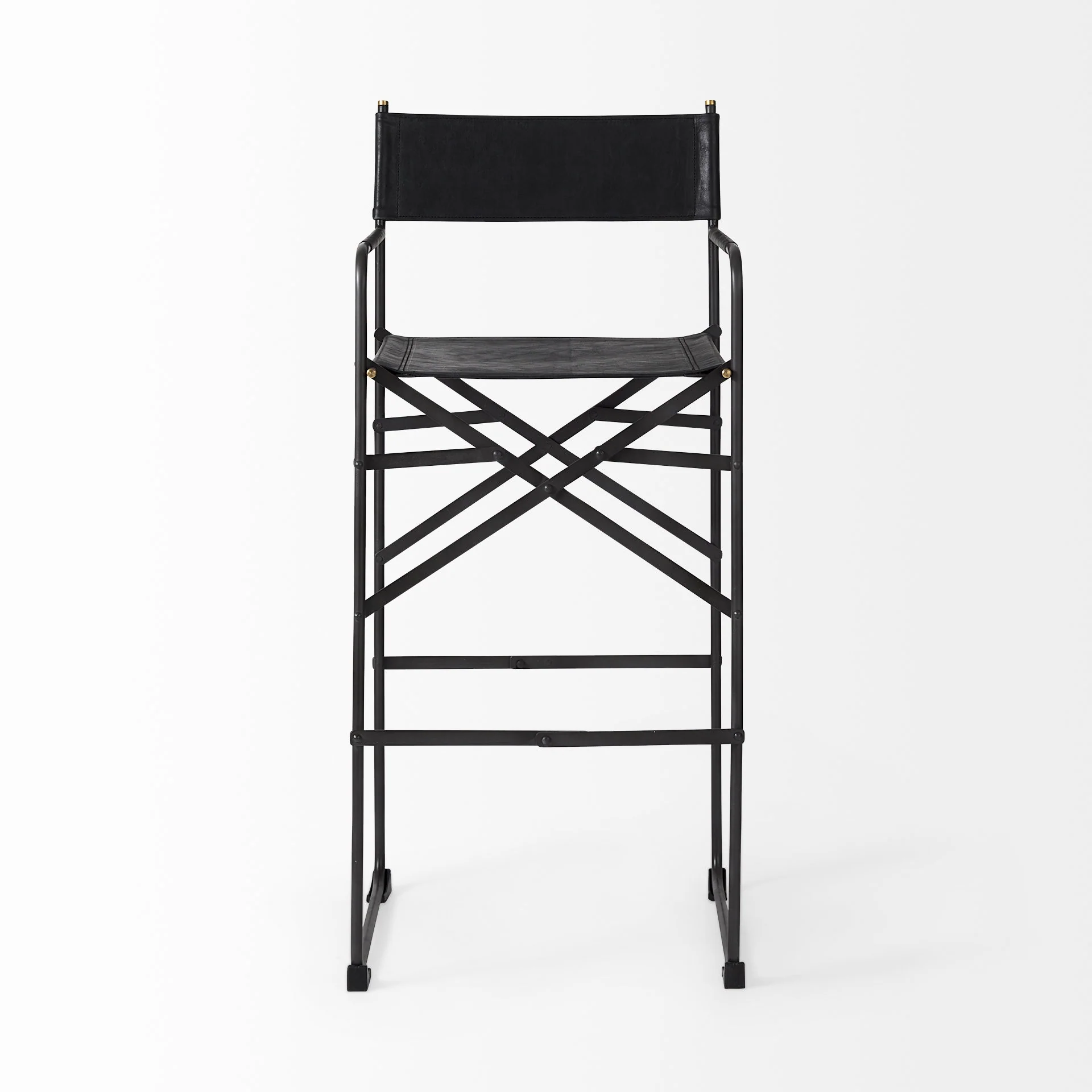 Black Leather Director'S Chair Bar Stool By Homeroots - Image 2