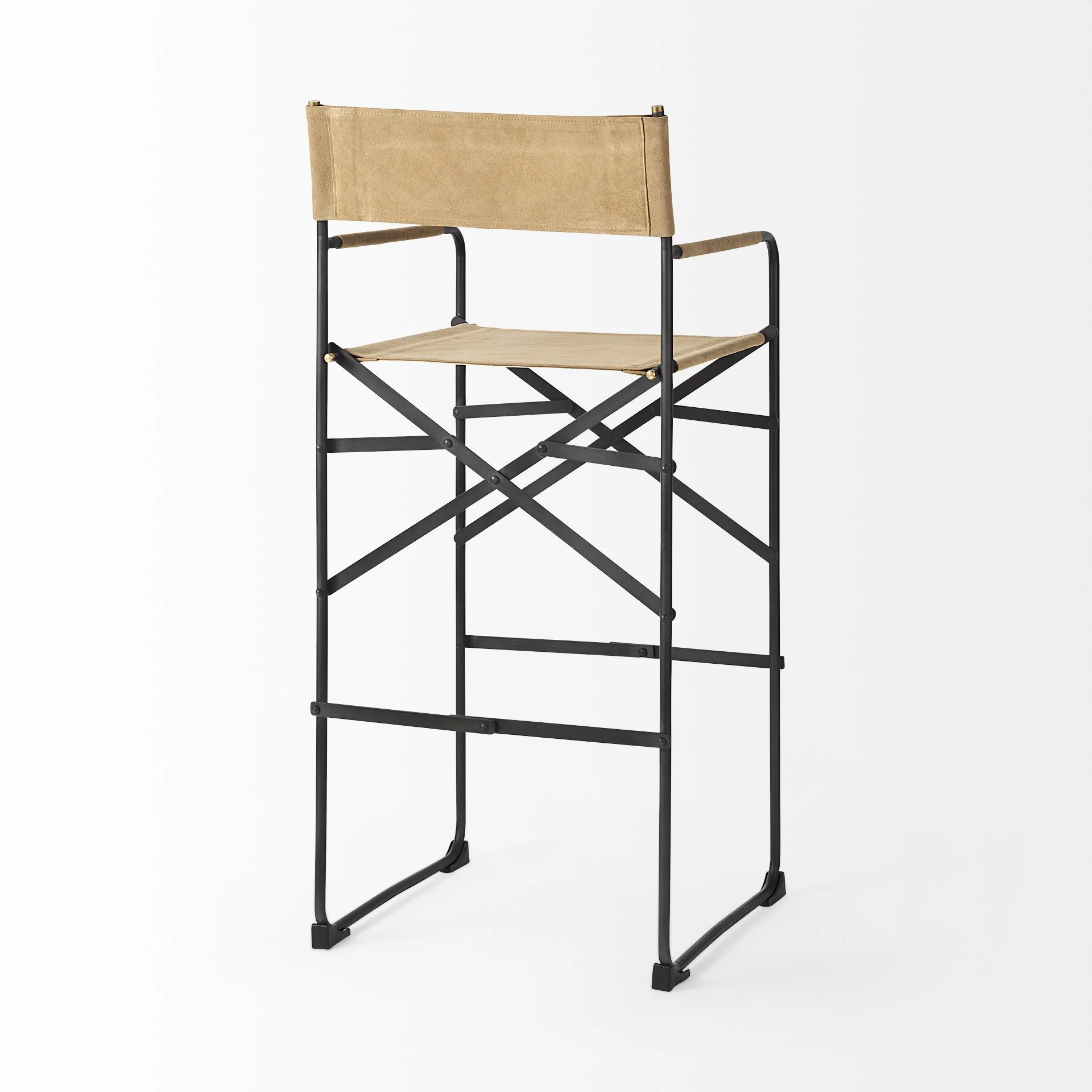 Black Leather Director'S Chair Bar Stool By Homeroots - Image 23