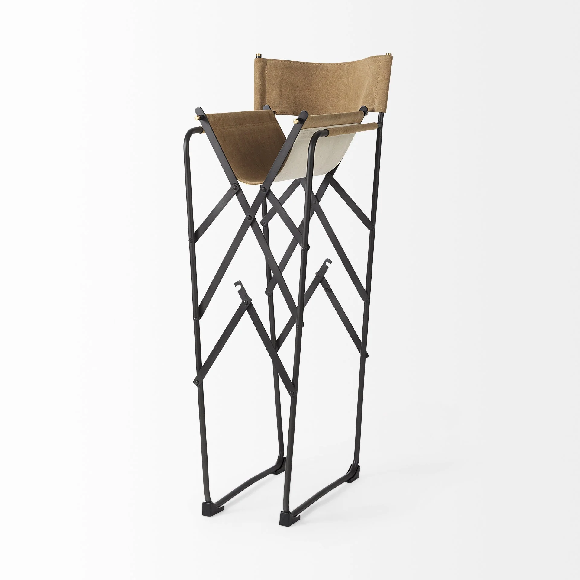 Black Leather Director'S Chair Bar Stool By Homeroots - Image 24