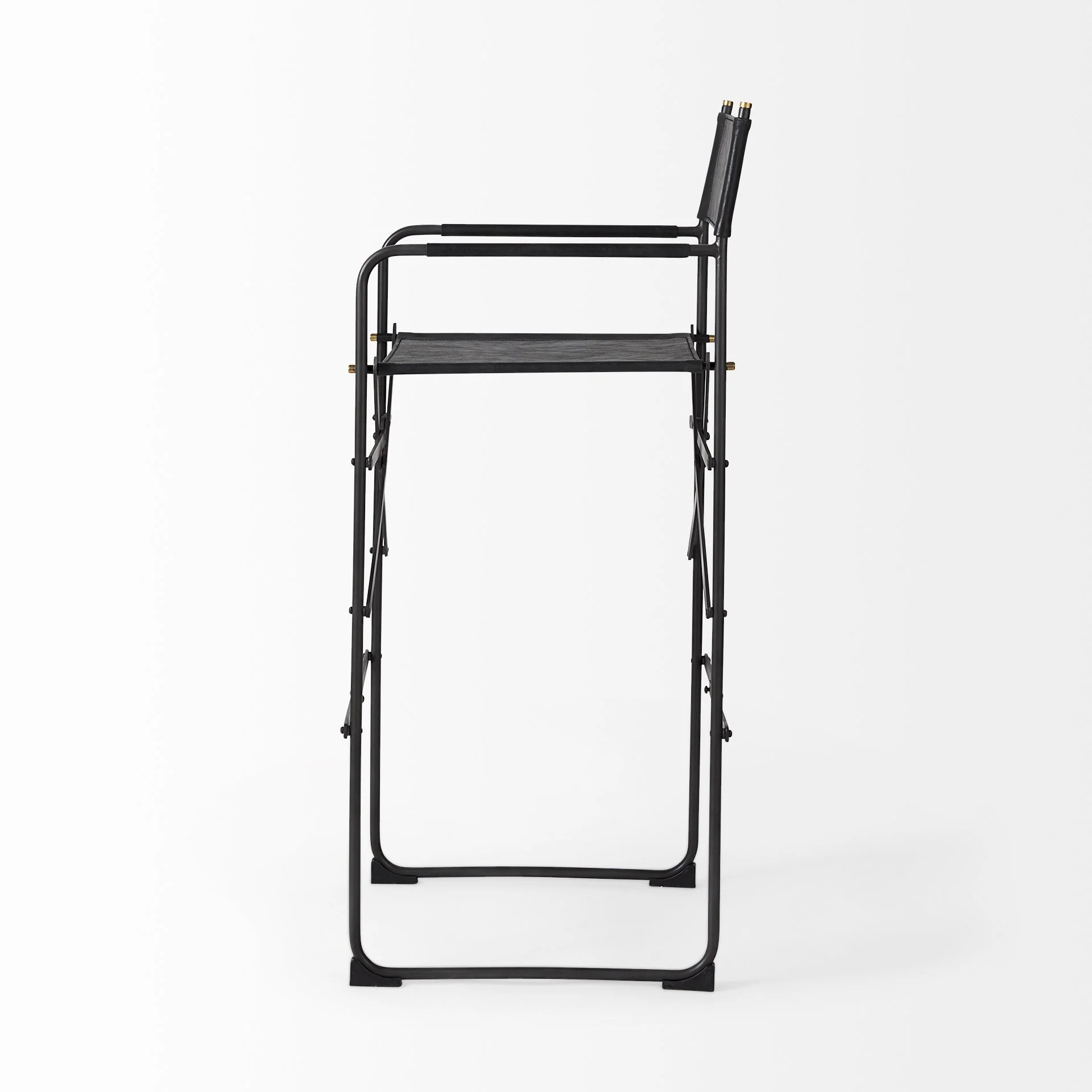 Black Leather Director'S Chair Bar Stool By Homeroots - Image 3
