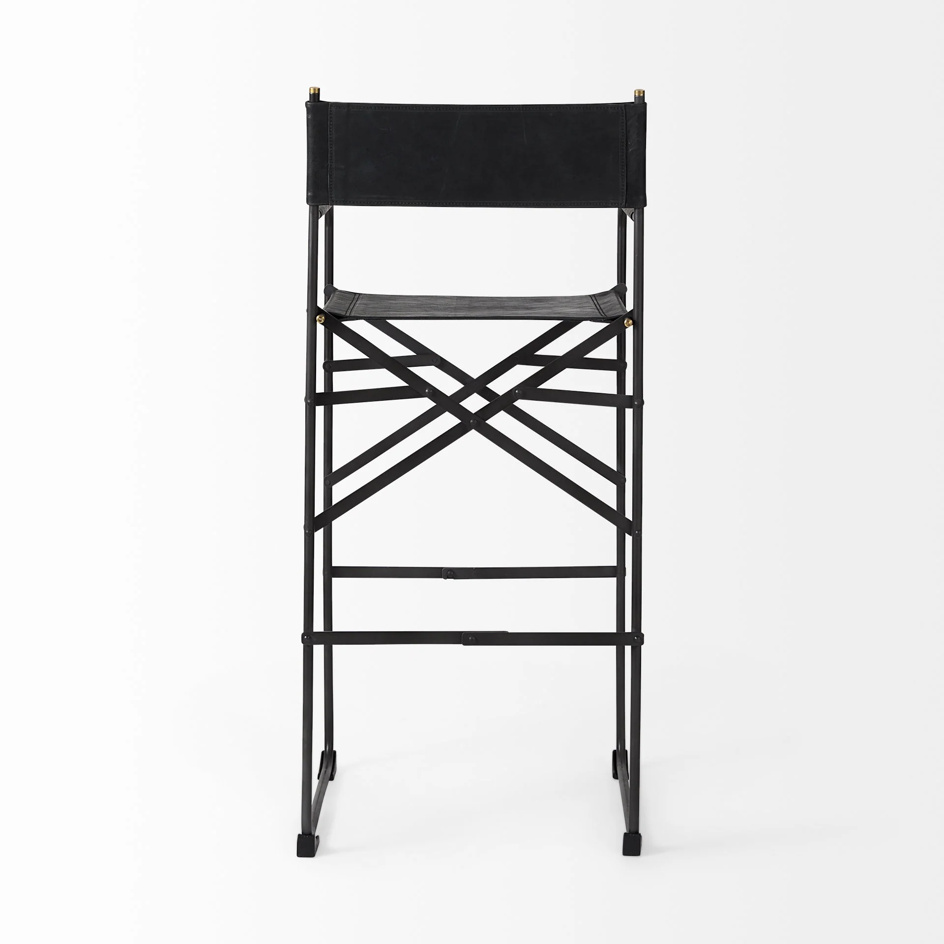 Black Leather Director'S Chair Bar Stool By Homeroots - Image 4