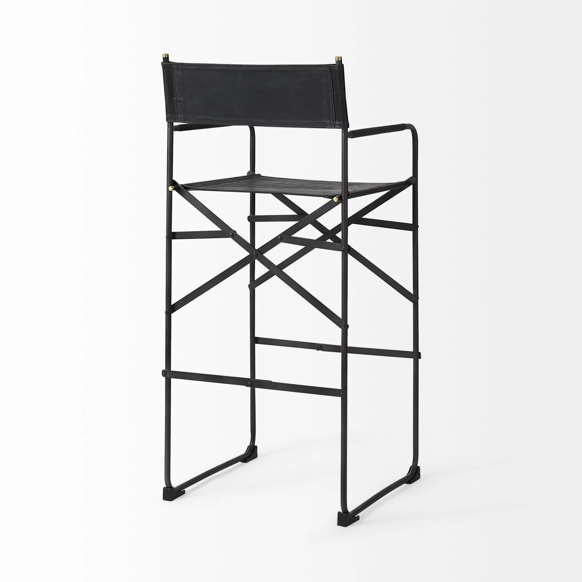 Black Leather Director'S Chair Bar Stool By Homeroots - Image 5