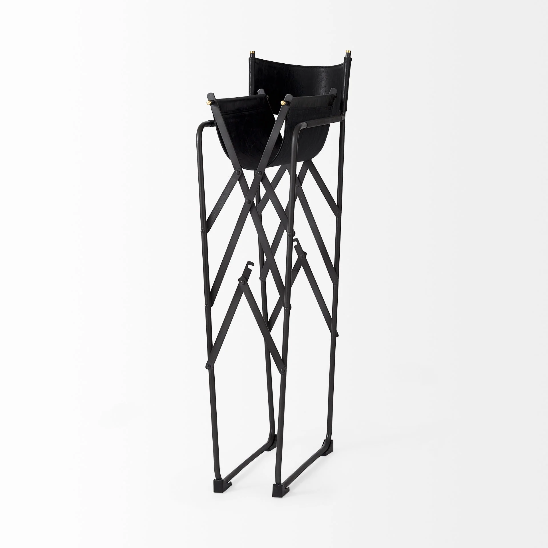 Black Leather Director'S Chair Bar Stool By Homeroots - Image 6