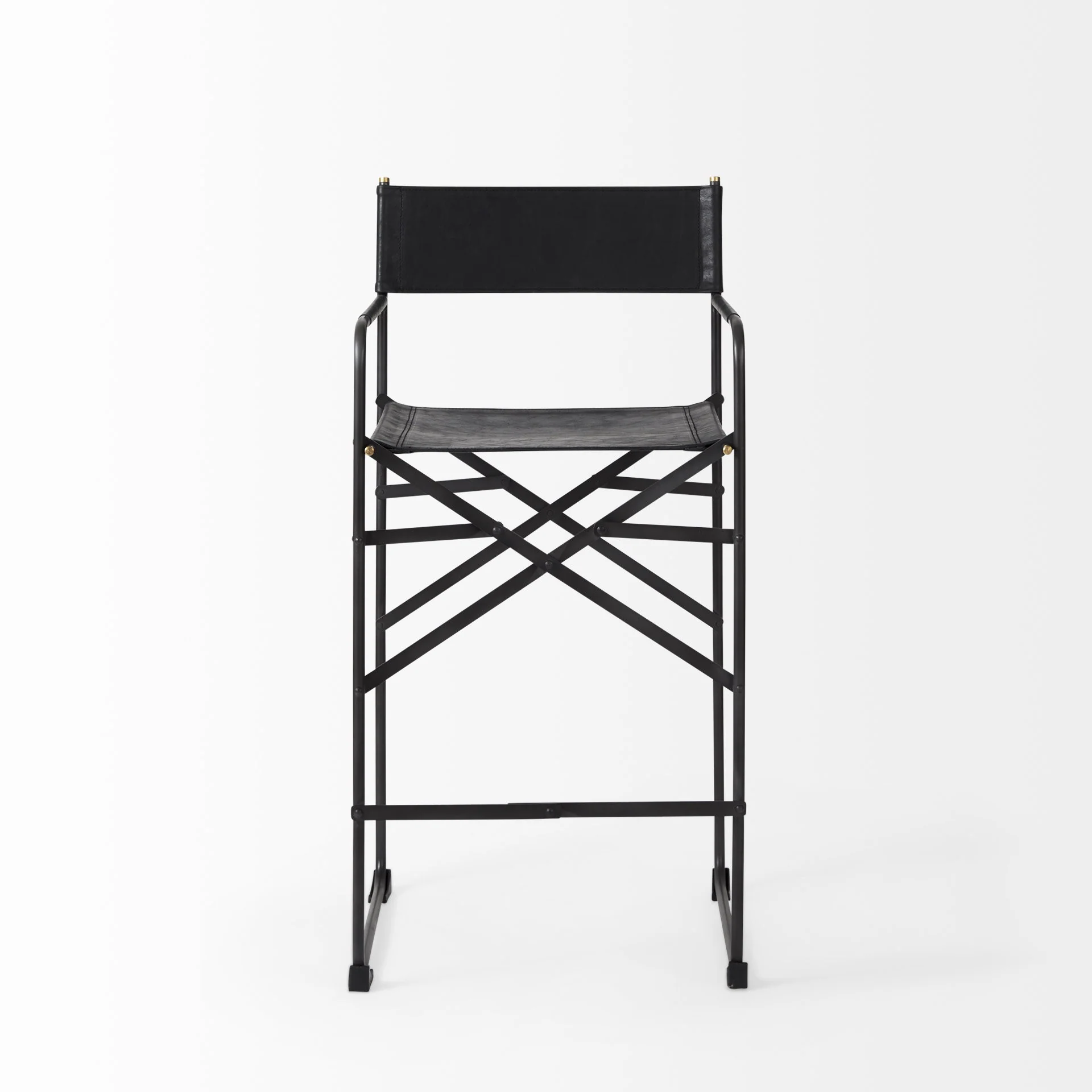 Black Leather Director'S Chair Counter Stool By Homeroots - Image 2