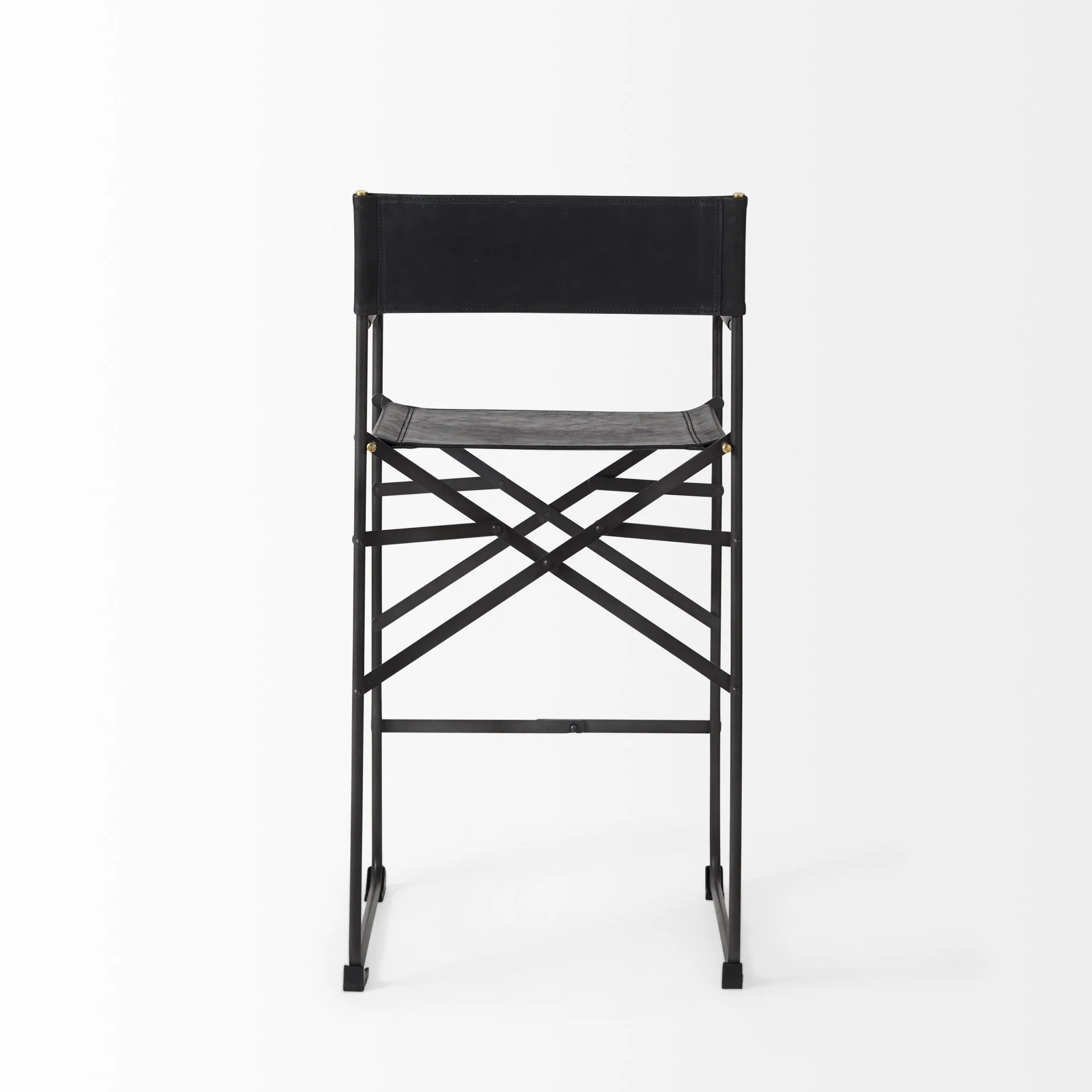 Black Leather Director'S Chair Counter Stool By Homeroots - Image 4