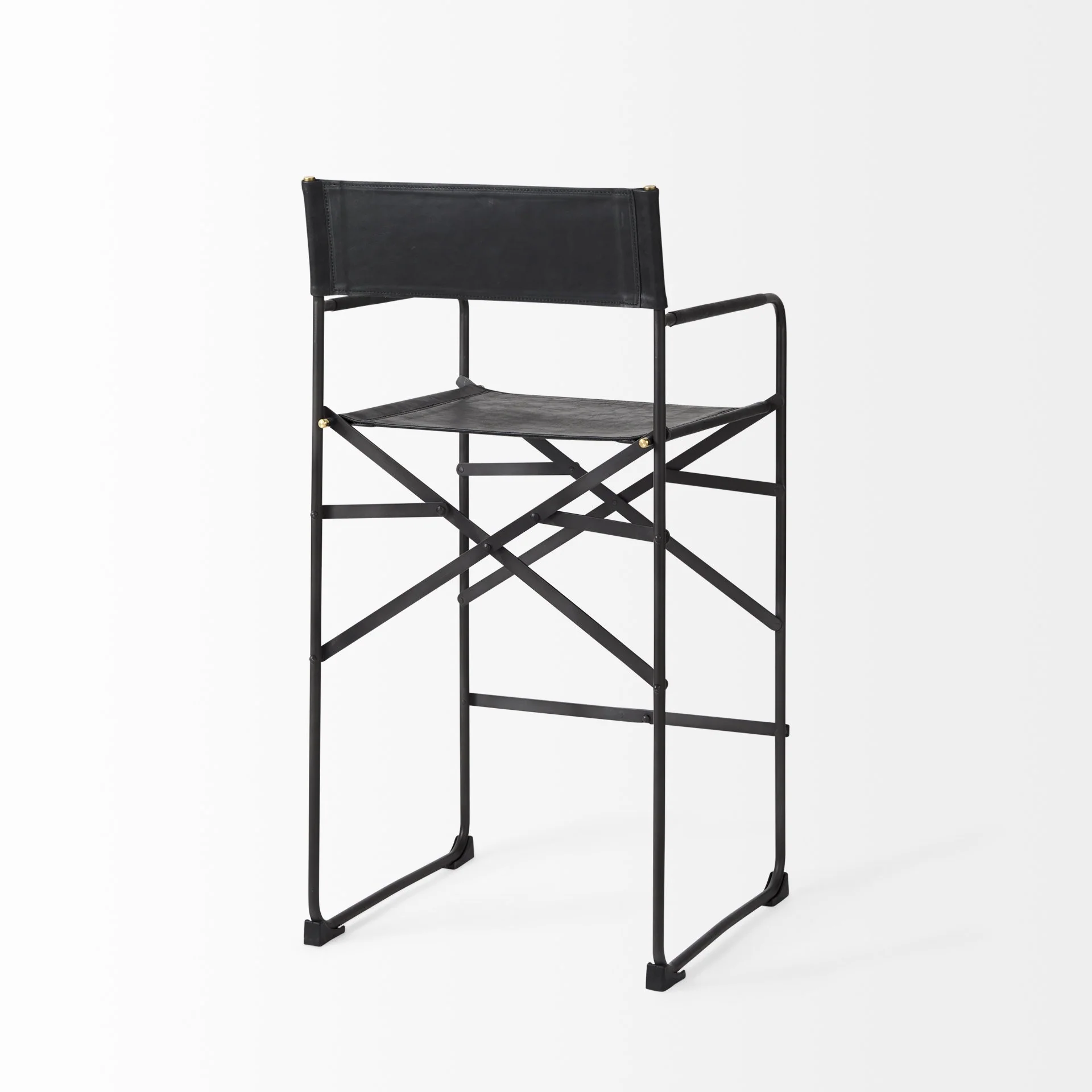 Black Leather Director'S Chair Counter Stool By Homeroots - Image 5