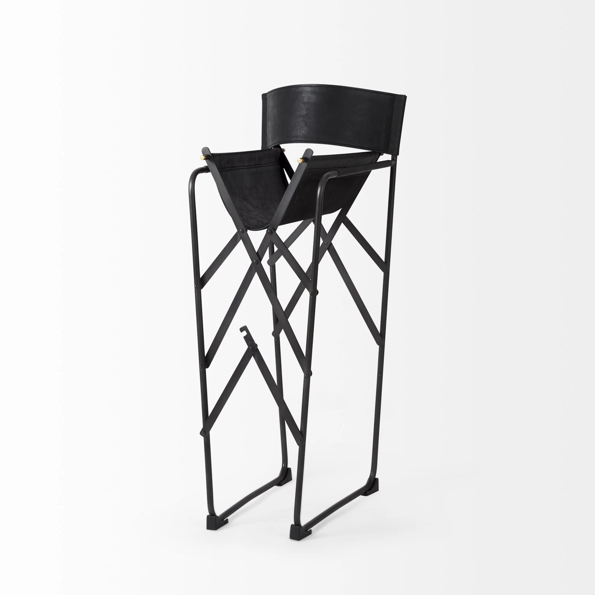 Black Leather Director'S Chair Counter Stool By Homeroots - Image 6