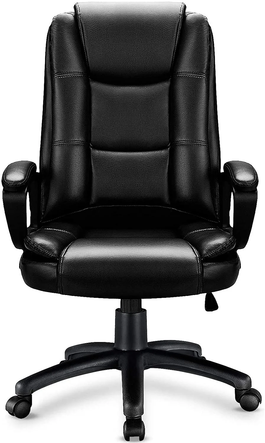 Black Leather Executive Chair with Lumbar Support By Homeroots - Image 2