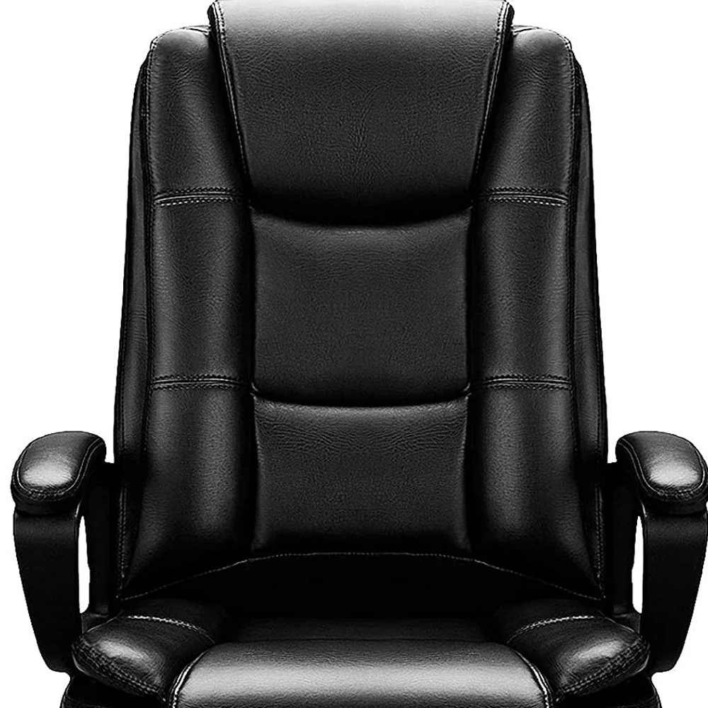 Black Leather Executive Chair with Lumbar Support By Homeroots - Image 3