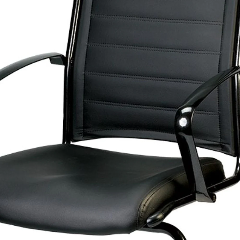 Black Leather Guest Chair By Homeroots - 372380 - Image 4