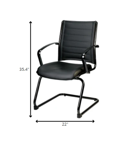 Black Leather Guest Chair By Homeroots - 372380 - Image 5