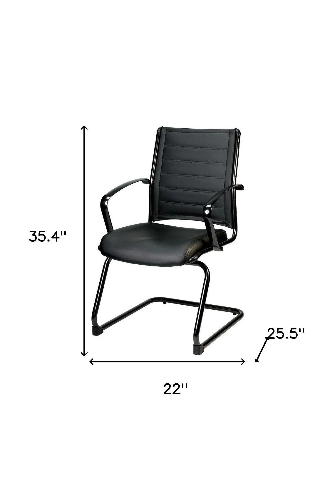 Black Leather Guest Chair By Homeroots - 372385 - Image 2