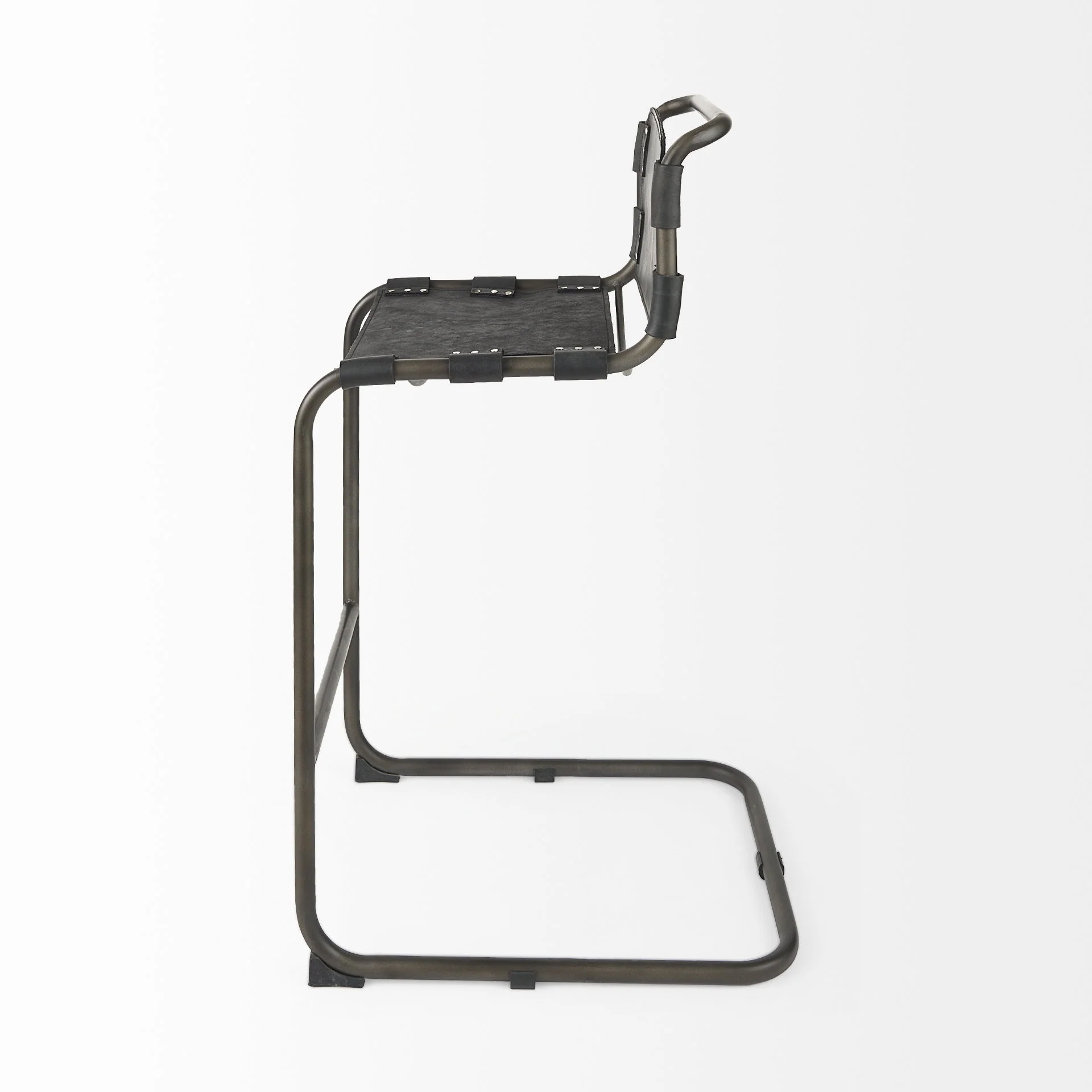 Black Leather Iron Framed Bar Stool By Homeroots - Image 3