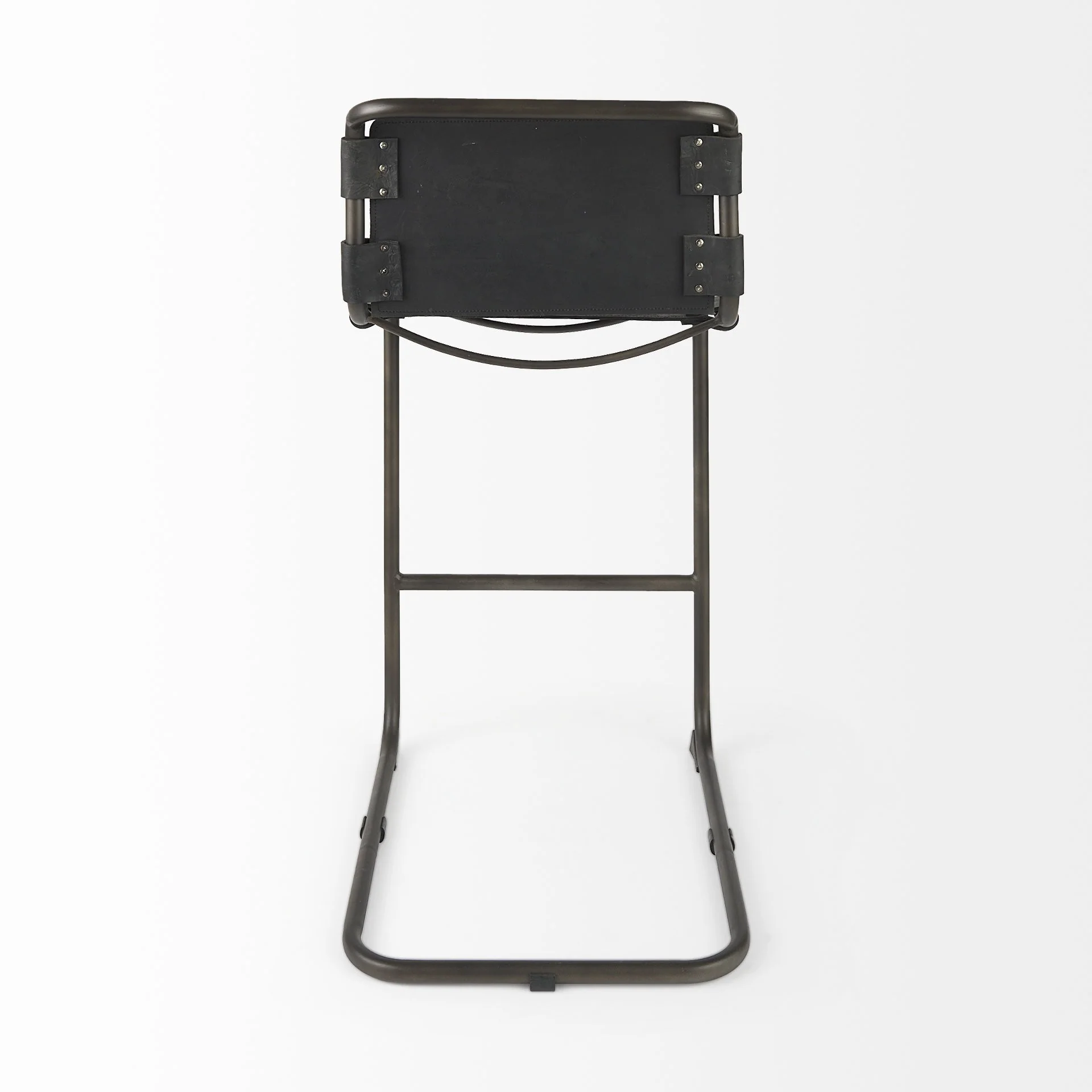 Black Leather Iron Framed Bar Stool By Homeroots - Image 4