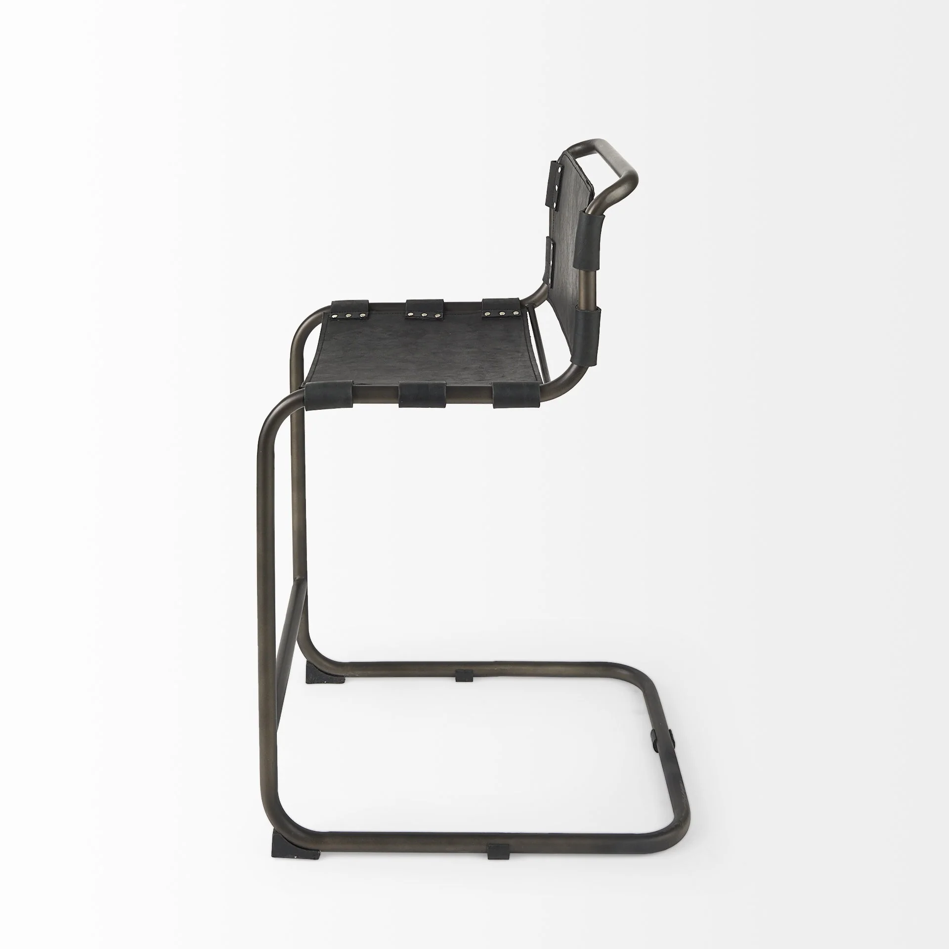 Black Leather Iron Framed Counter Stool By Homeroots - Image 3