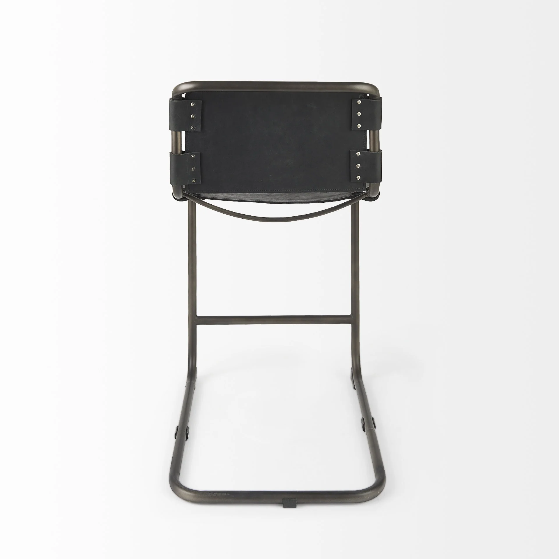 Black Leather Iron Framed Counter Stool By Homeroots - Image 4