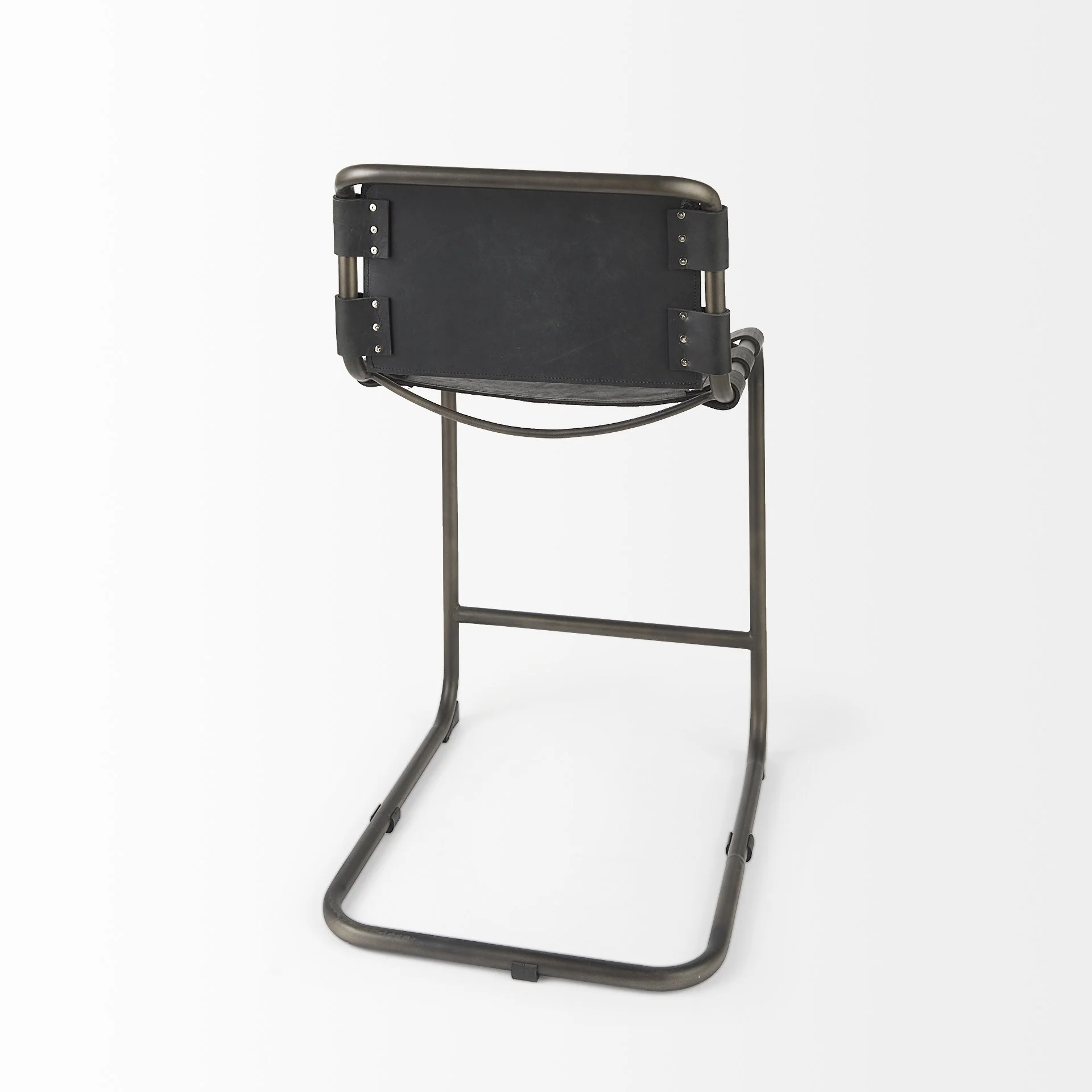 Black Leather Iron Framed Counter Stool By Homeroots - Image 5