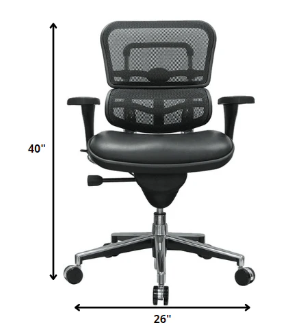 Black Leather / Mesh Chair By Homeroots - 372388 - Image 2