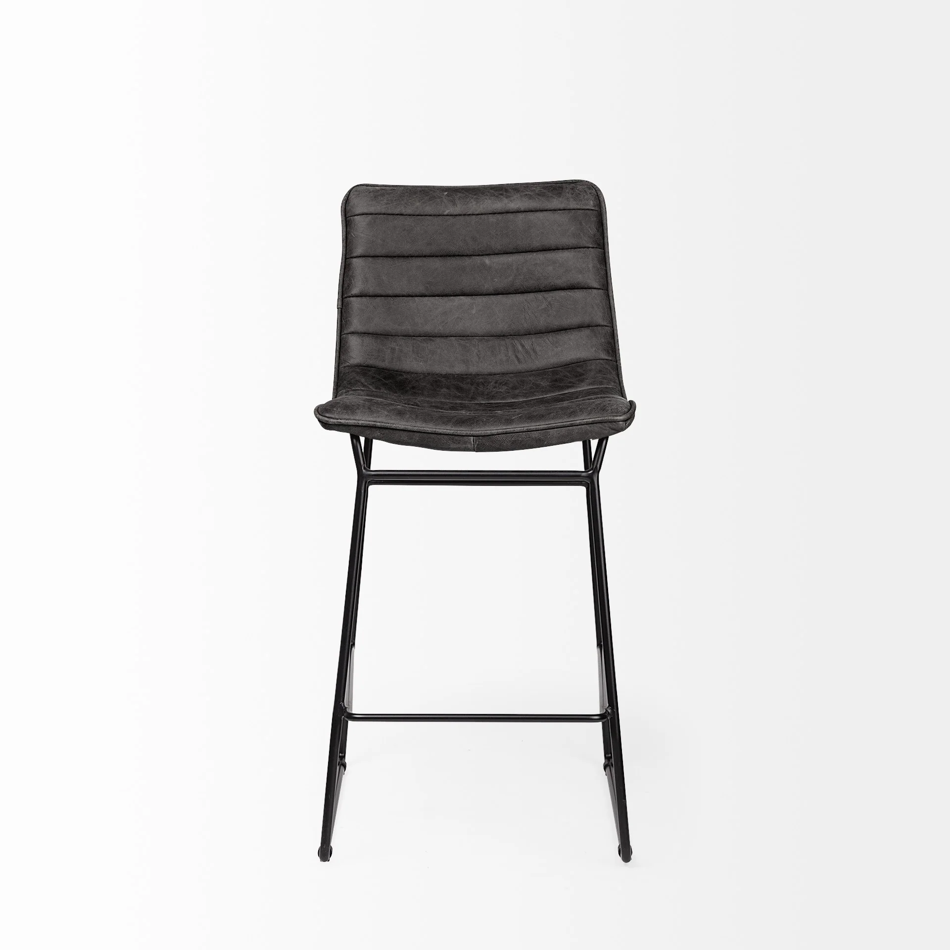 Black Leather Metal Frame Counter Stool By Homeroots - Image 2