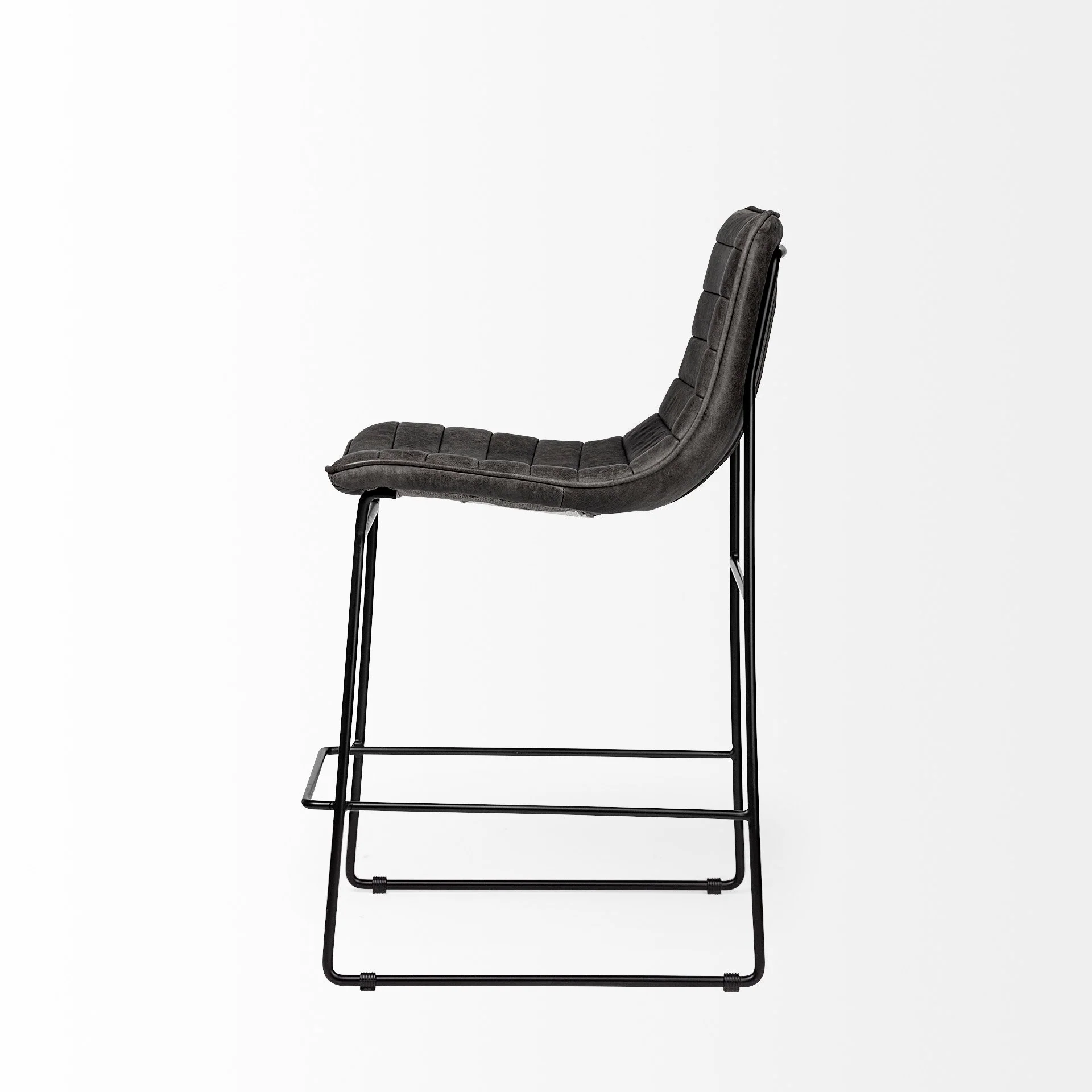 Black Leather Metal Frame Counter Stool By Homeroots - Image 3